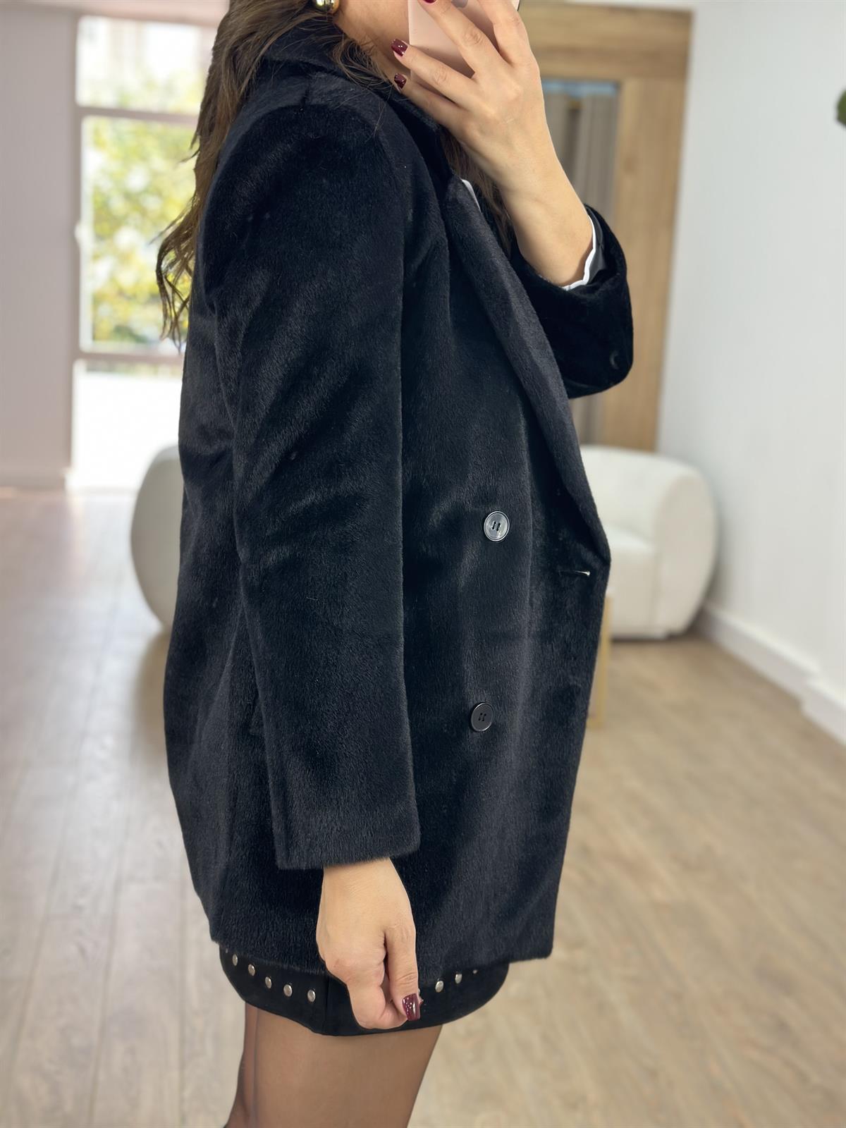 İçerisi Astarlı Tüylü Kaban Siyah