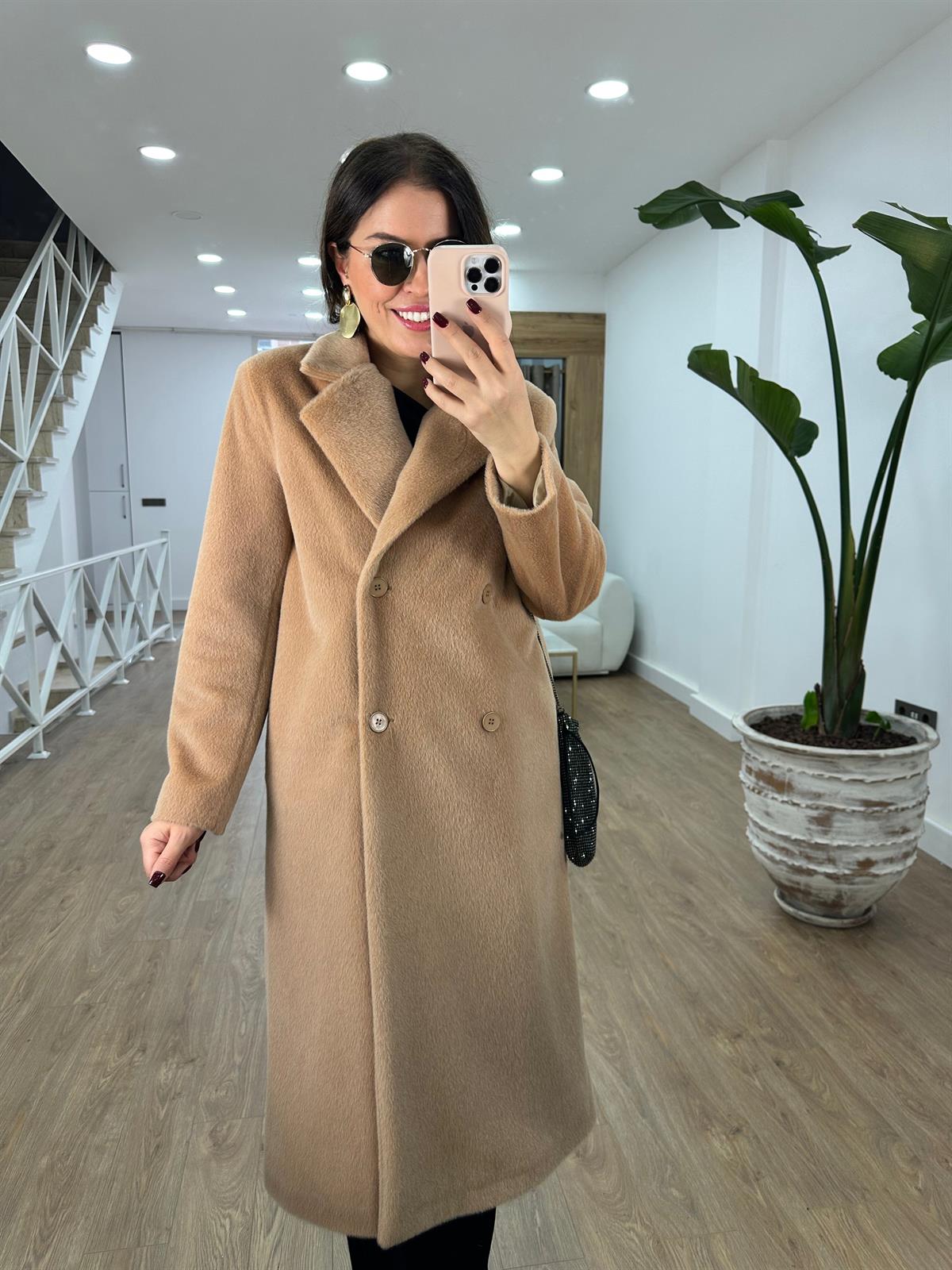 İçerisi Astarlı Tüylü Maxi Kaban-Bej