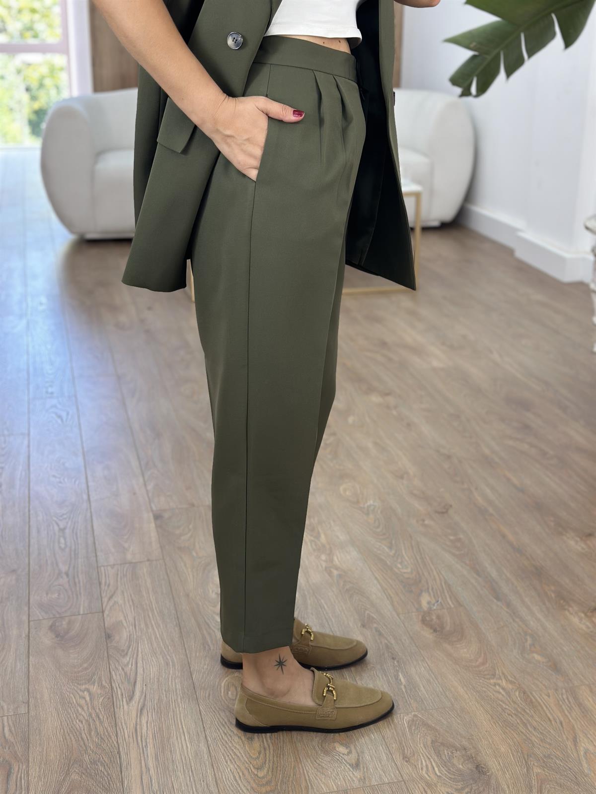 İçerisi Astarlı Yelek Pantolon Takım - Haki