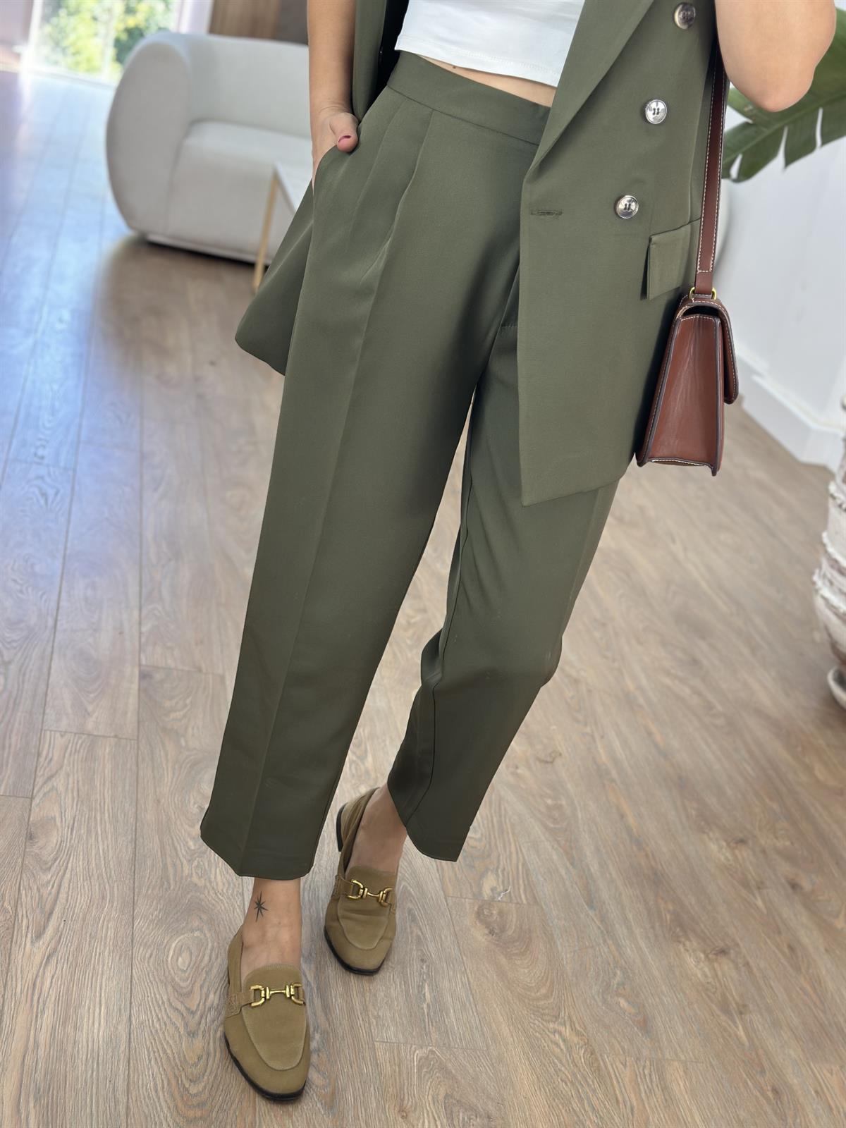 İçerisi Astarlı Yelek Pantolon Takım - Haki