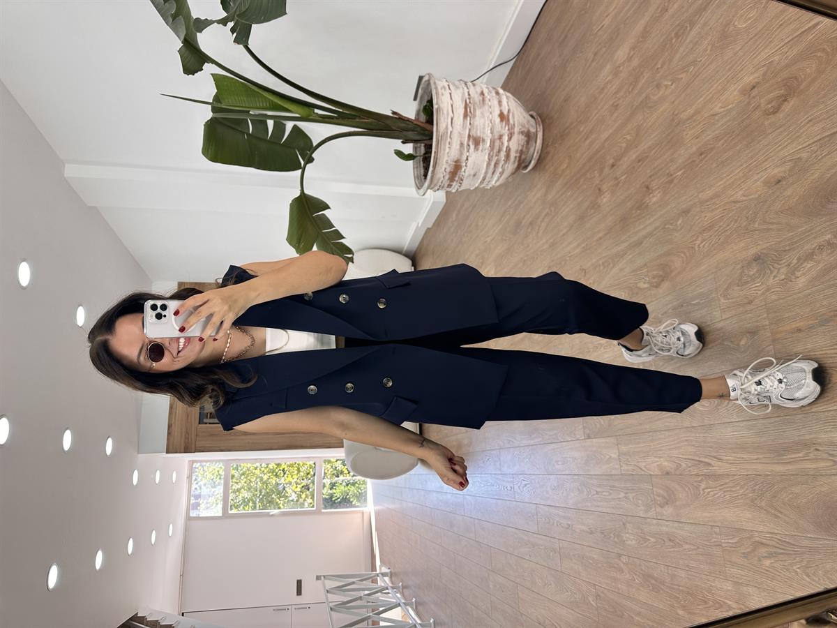 İçerisi Astarlı Yelek Pantolon Takım - Lacivert