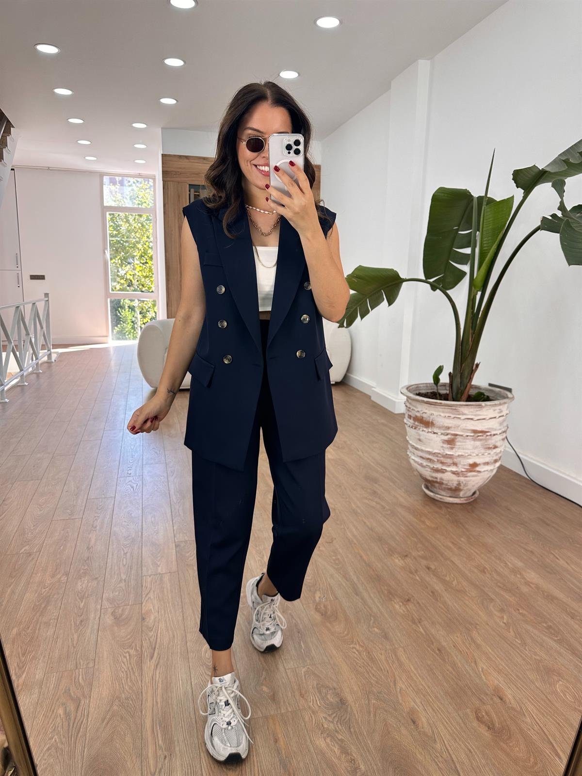 İçerisi Astarlı Yelek Pantolon Takım - Lacivert