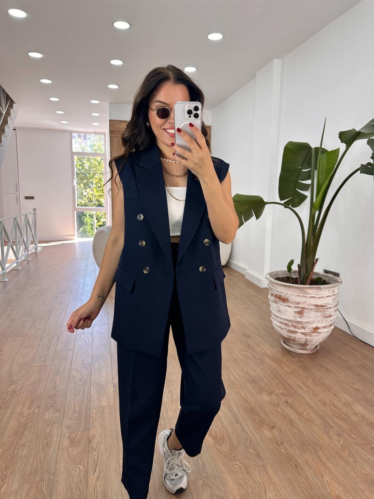 İçerisi Astarlı Yelek Pantolon Takım - Lacivert