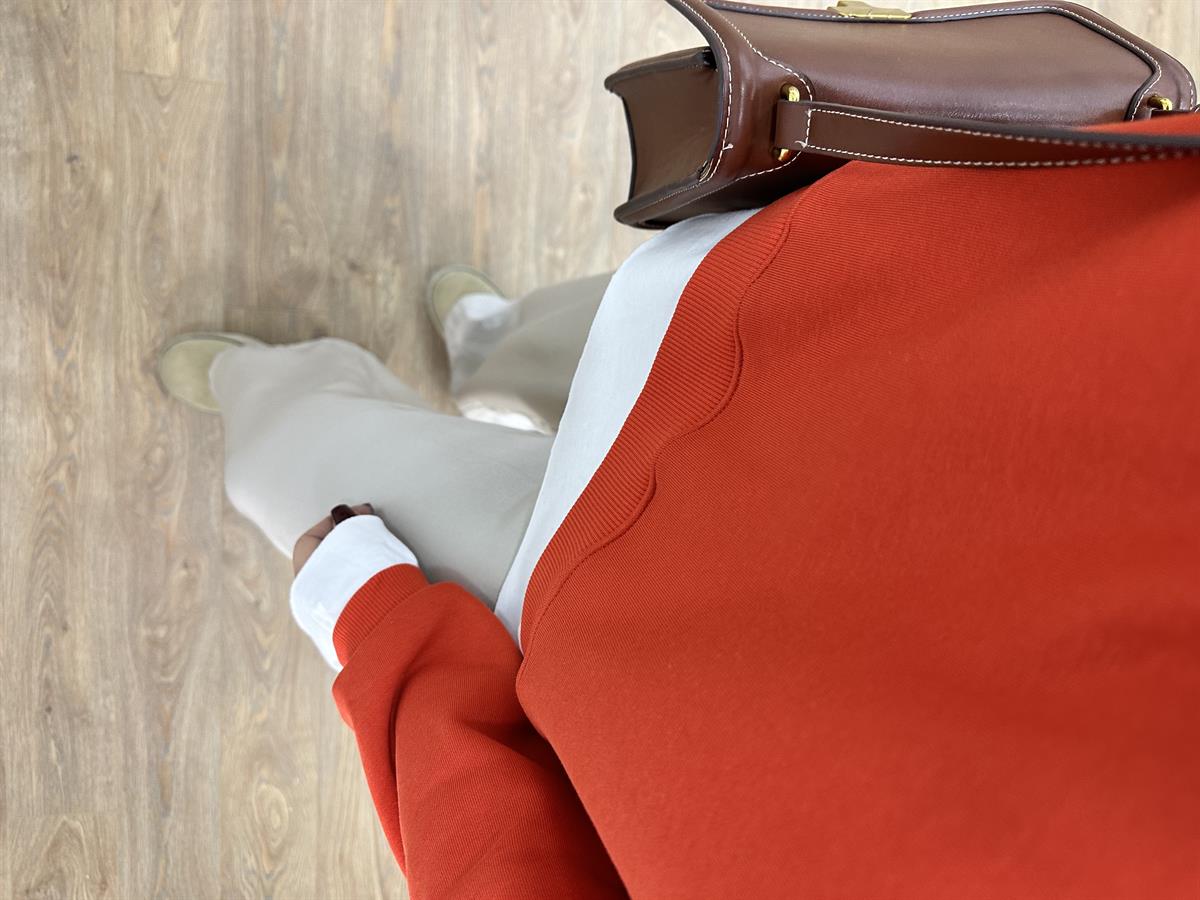 İçerisi İnce Şardonlu Basic Sweatshirt-Nar Çiçeği