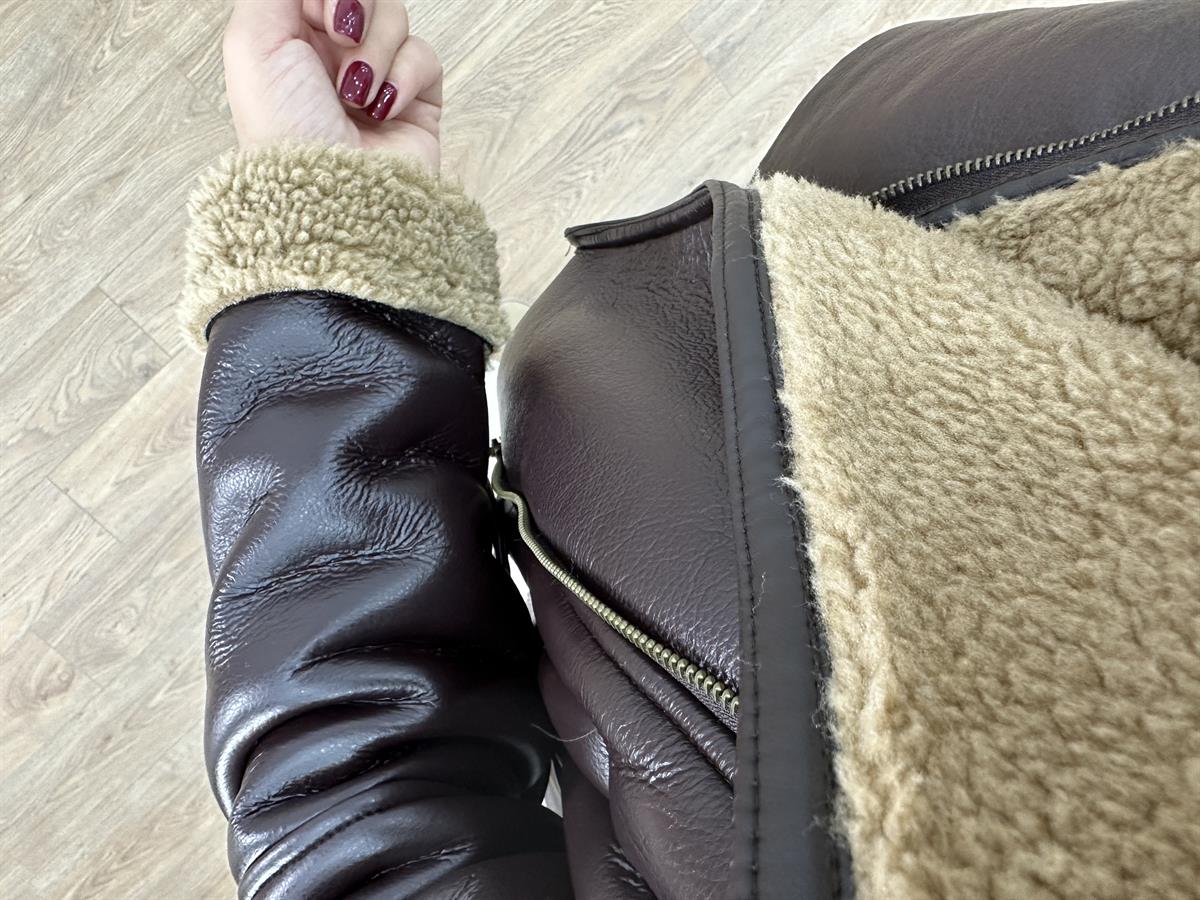 İçerisi Kürklü Deri Mont