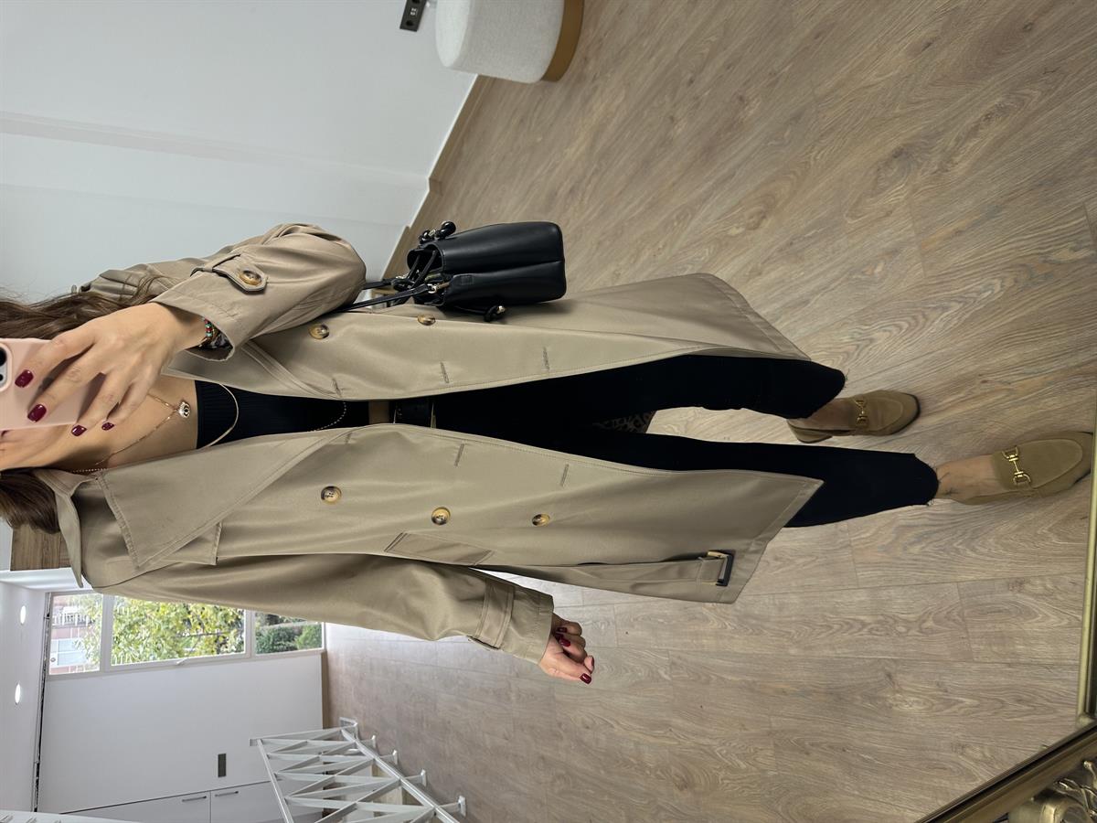 İçerisi Leopar Astarlı Trenç- Camel