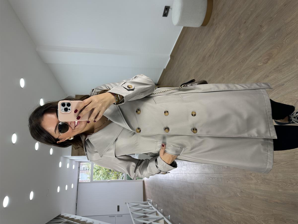 İçerisi Leopar Astarlı Trenç-Taş