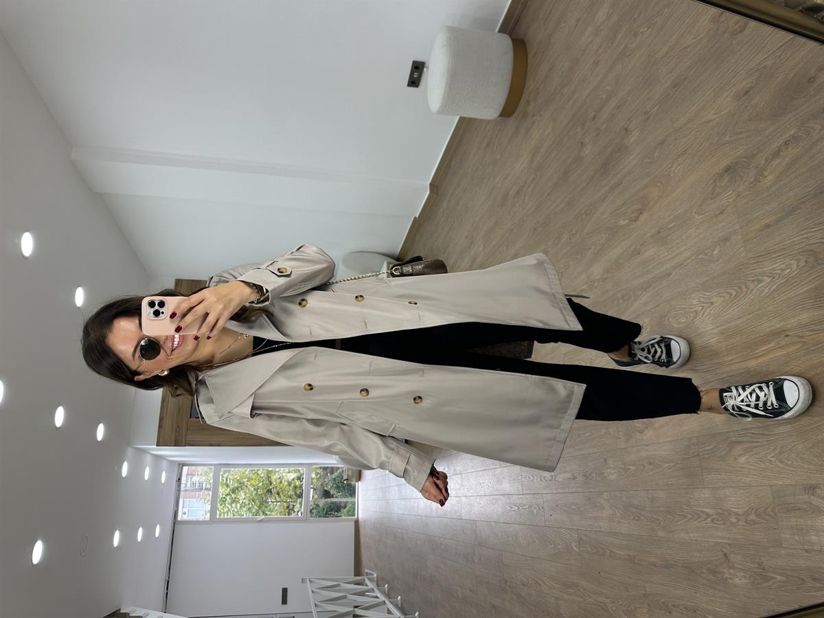 İçerisi Leopar Astarlı Trenç-Taş