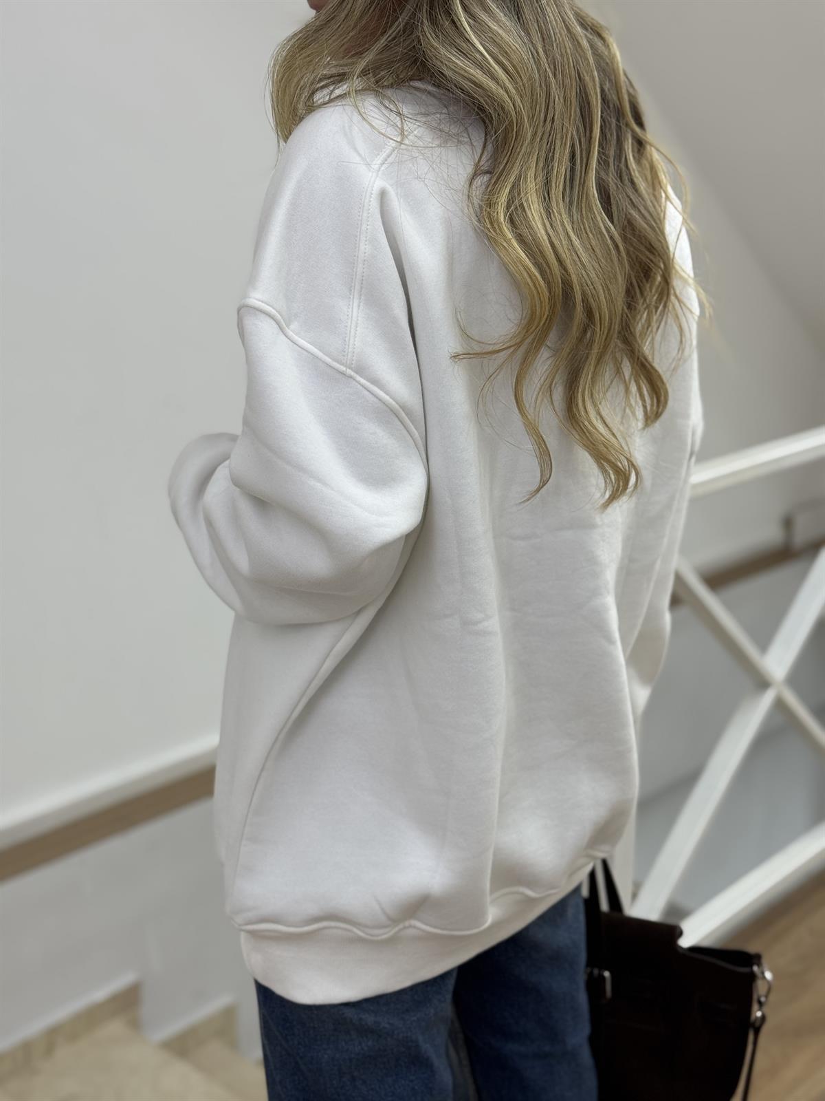 İçerisi Şardonlu Sweatshirt - Beyaz