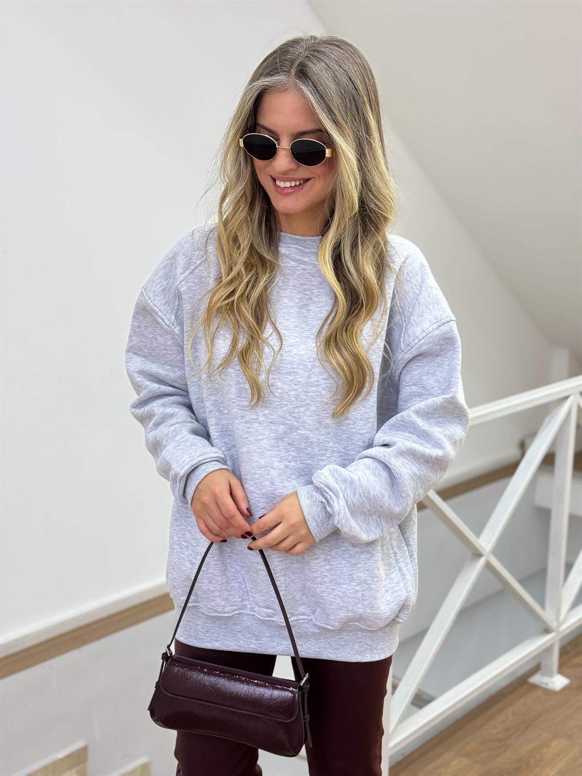 İçerisi Şardonlu Sweatshirt - Gri