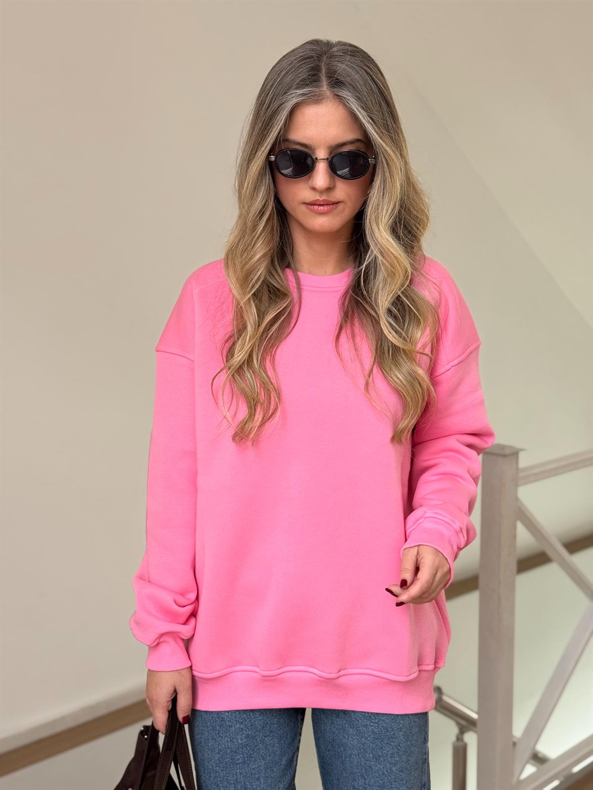 İçerisi Şardonlu Sweatshirt - Pembe