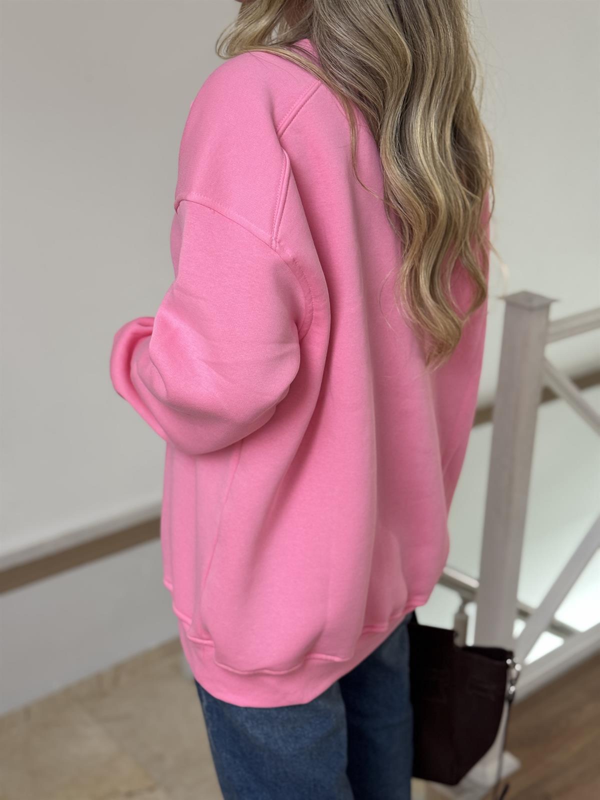 İçerisi Şardonlu Sweatshirt - Pembe