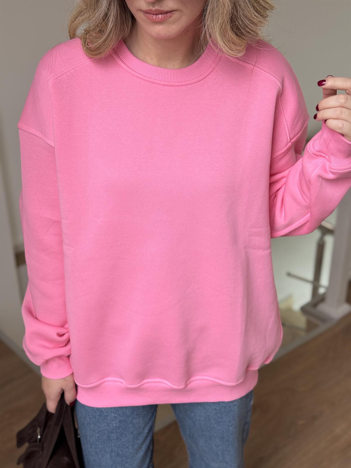 İçerisi Şardonlu Sweatshirt - Pembe