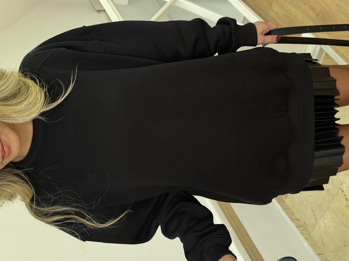 İçerisi Şardonlu Sweatshirt - Siyah