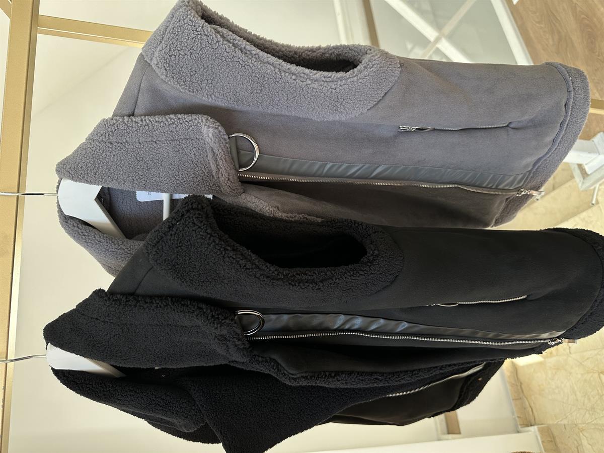 İçerisi Yumuşacık Kürklü Güderi Yelek - Siyah