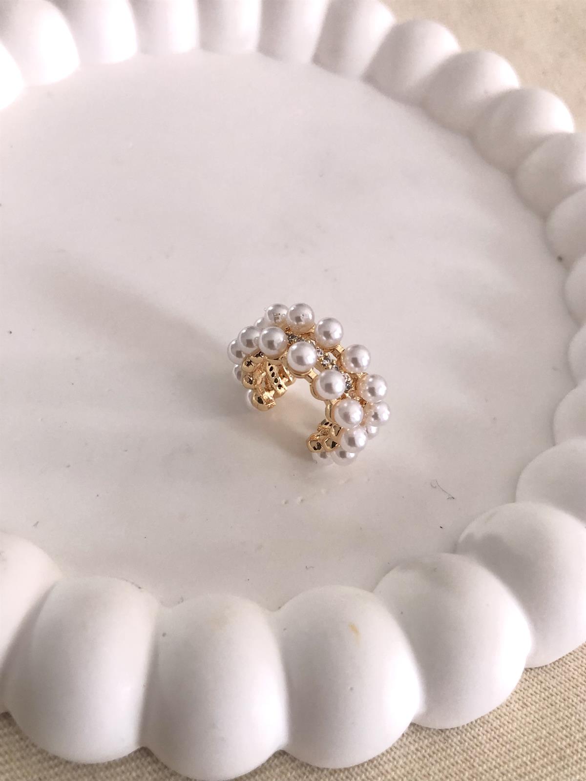 İnci Taşlı Gold Kıkırdak Küpe