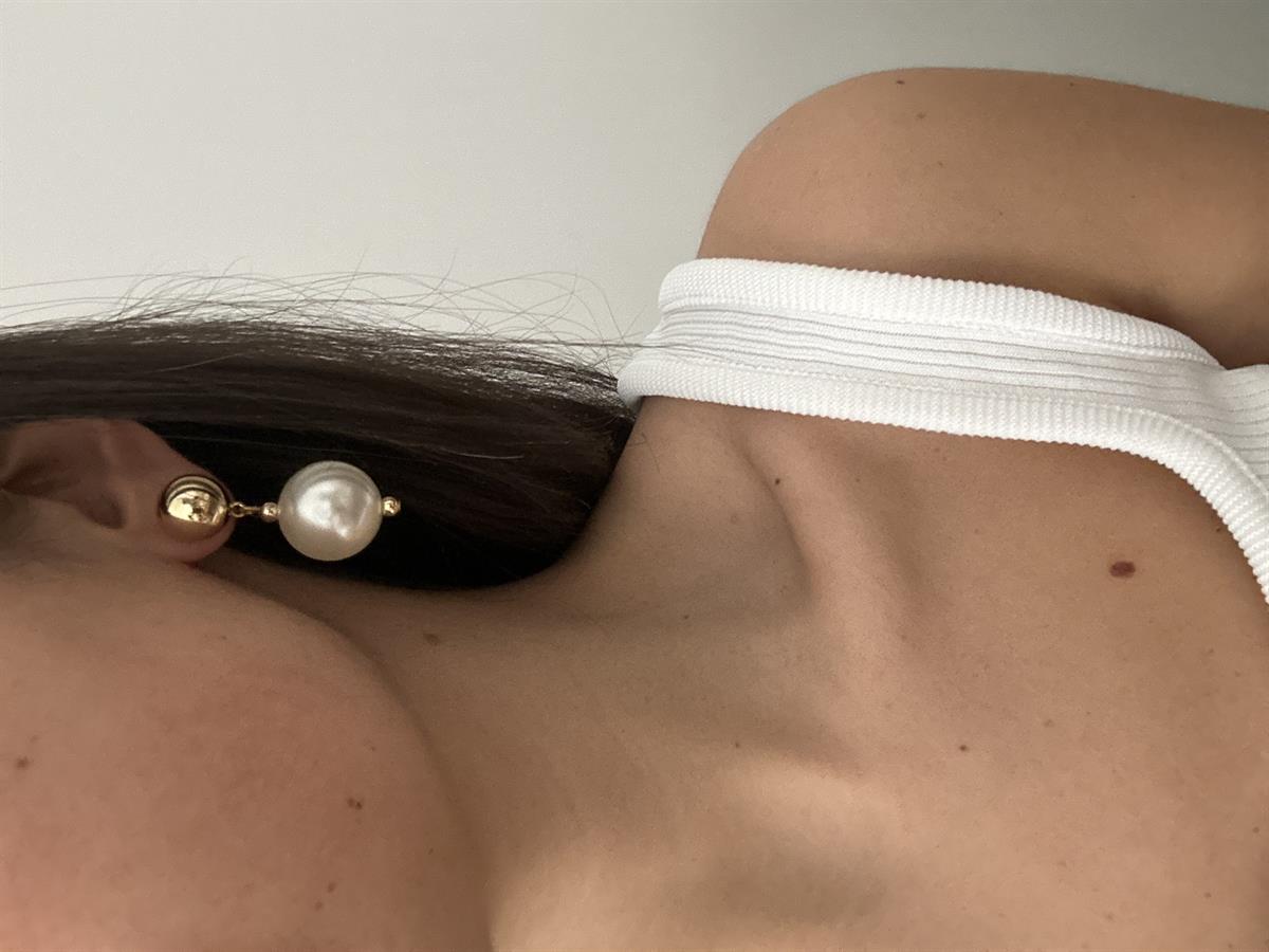 İncili Gold Tasarım Küpe 3cm