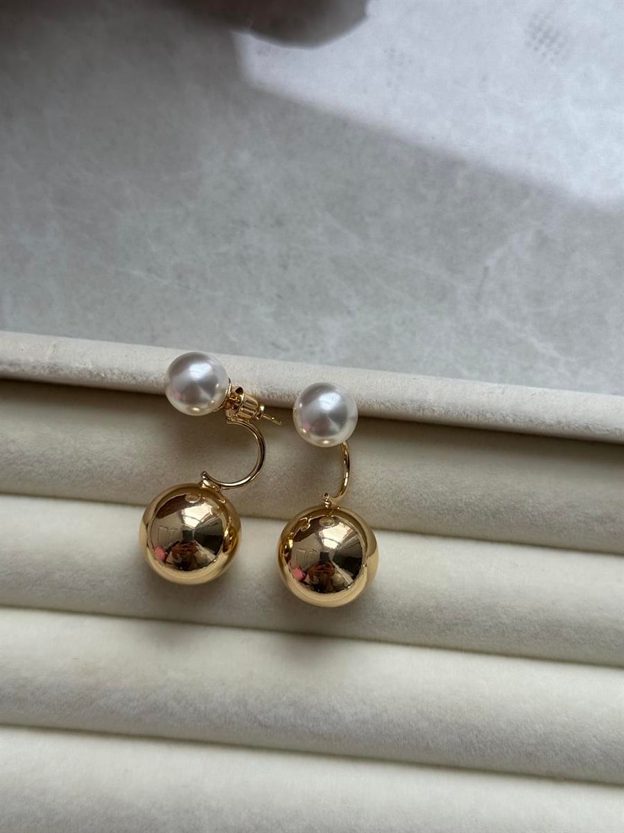 İncili Gold Topçuk Küpe