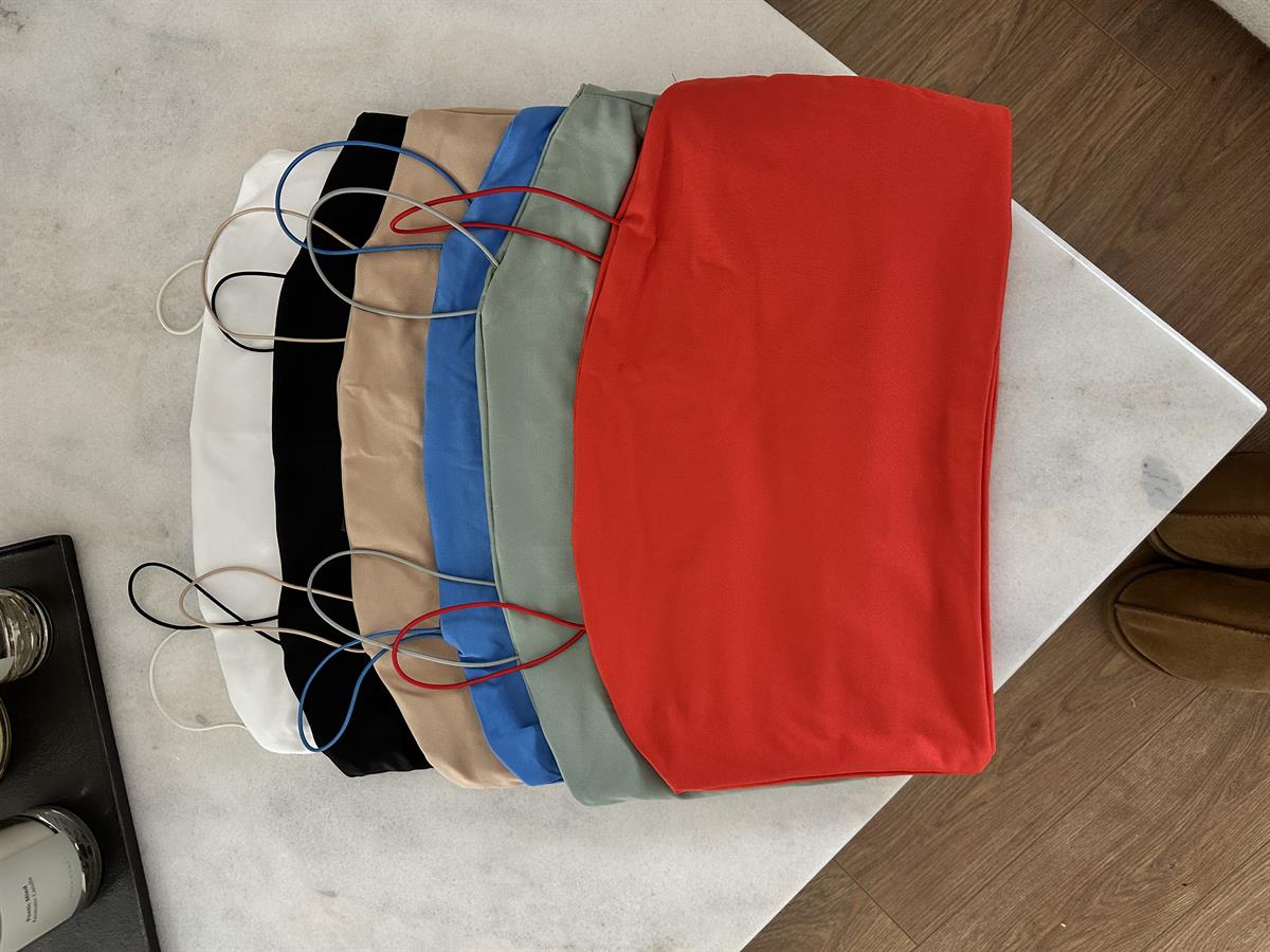 İp Askılı Çift Katlı Crop-Mavi