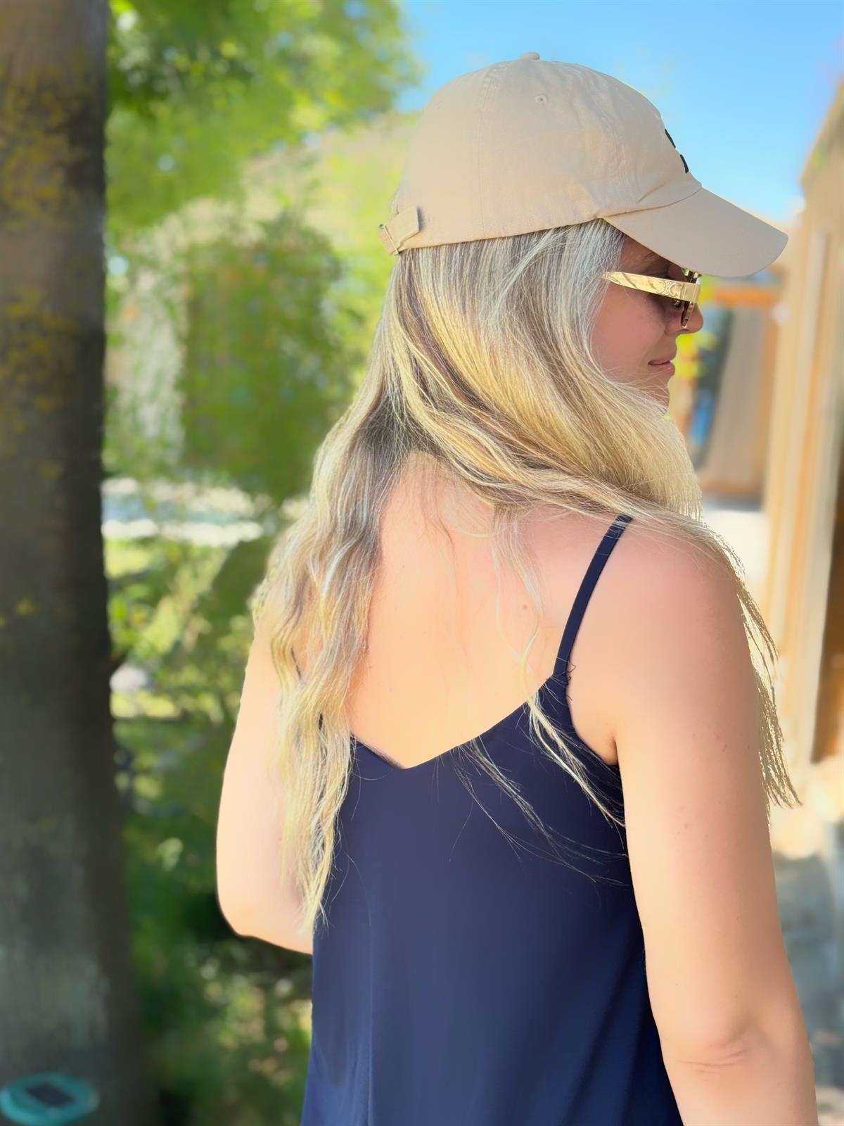 İp Askılı Midi Boy Modal Elbise-Lacivert