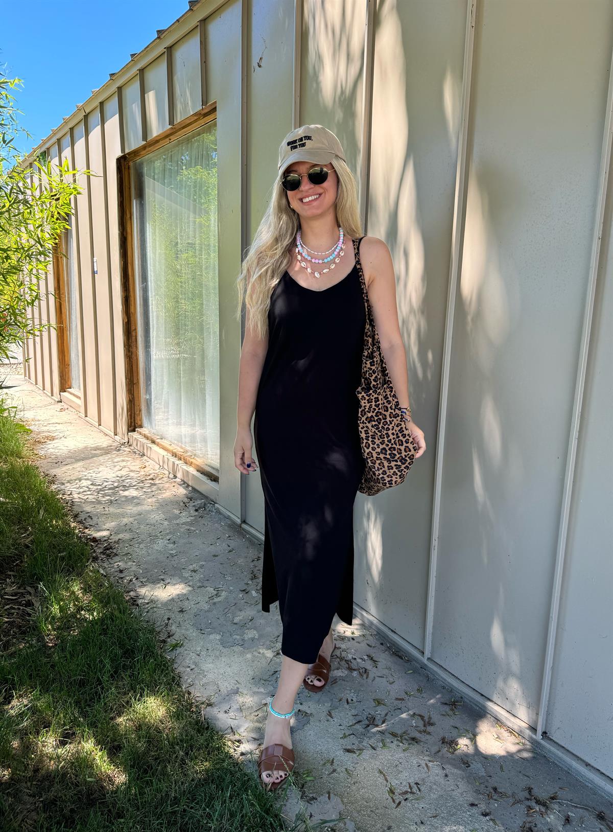 İp Askılı Midi Boy Modal Elbise-Siyah