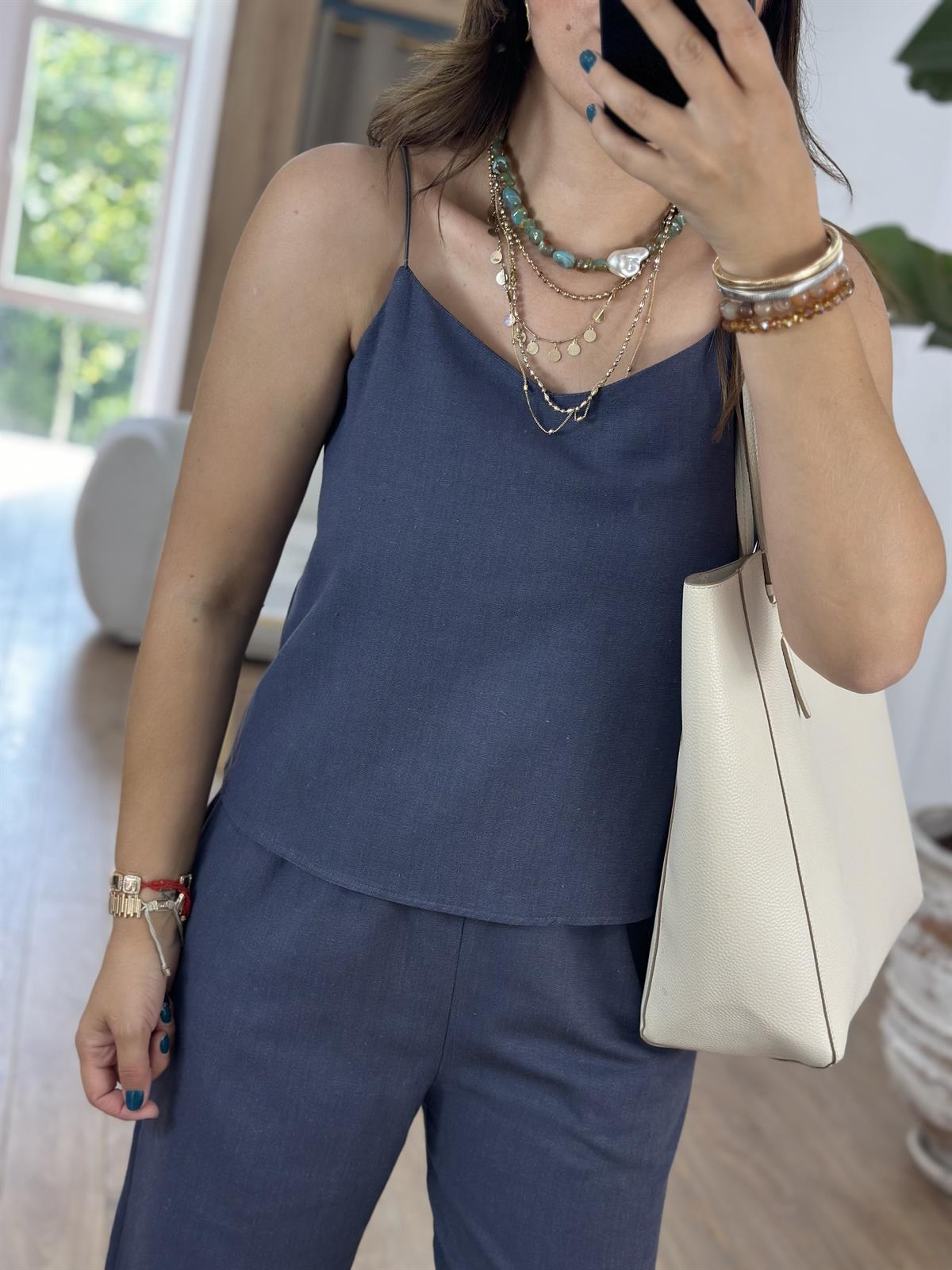 İp Askılı  Pamuk Keten Takım-Antrasit