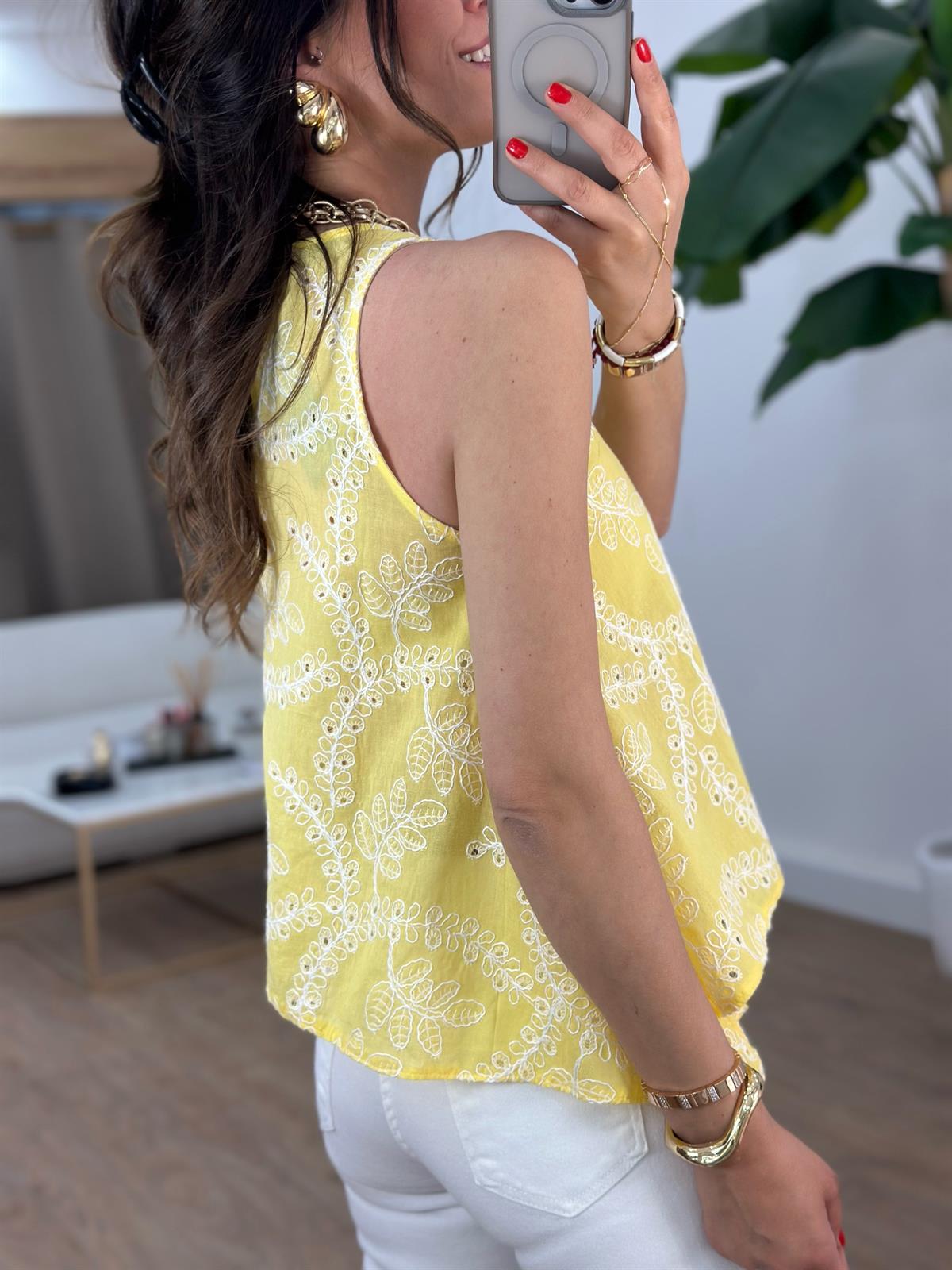 İşlemeli Gömlek - Sarı