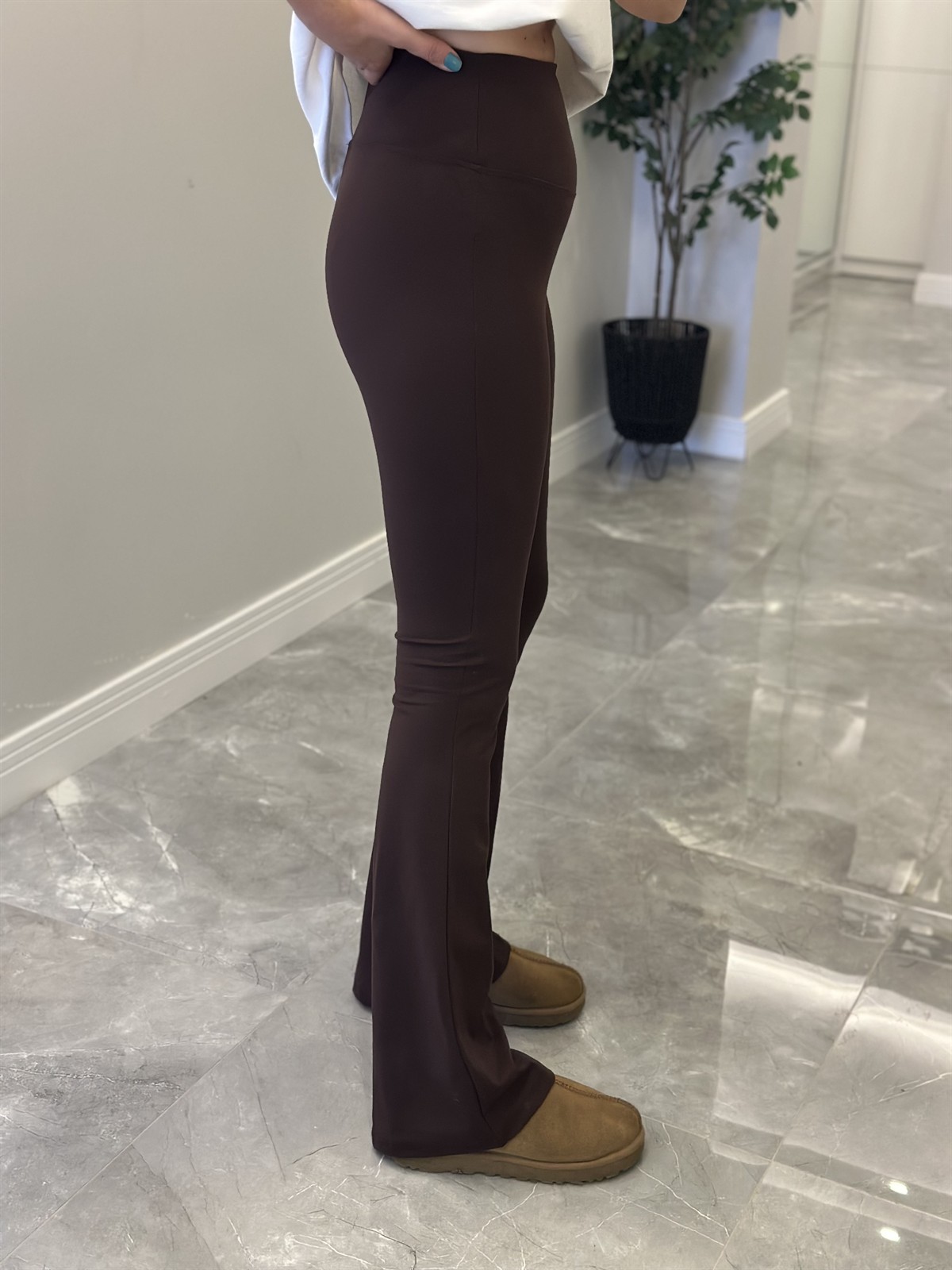 İspanyol Paça Toparlayıcı Tayt - Kahverengi