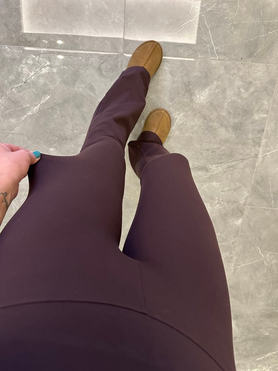 İspanyol Paça Toparlayıcı Tayt - Kahverengi