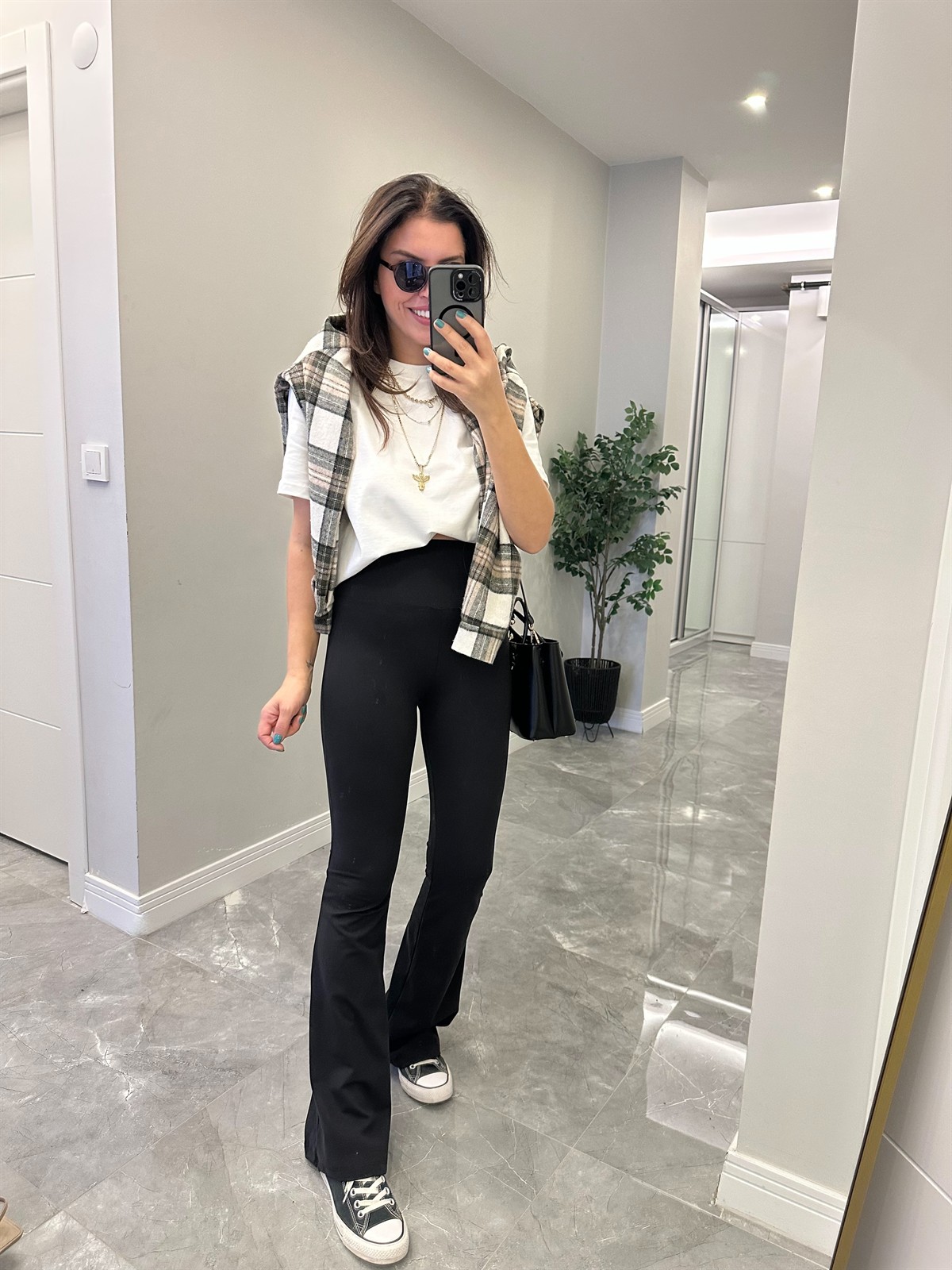 İspanyol Paça Toparlayıcı Tayt - Siyah