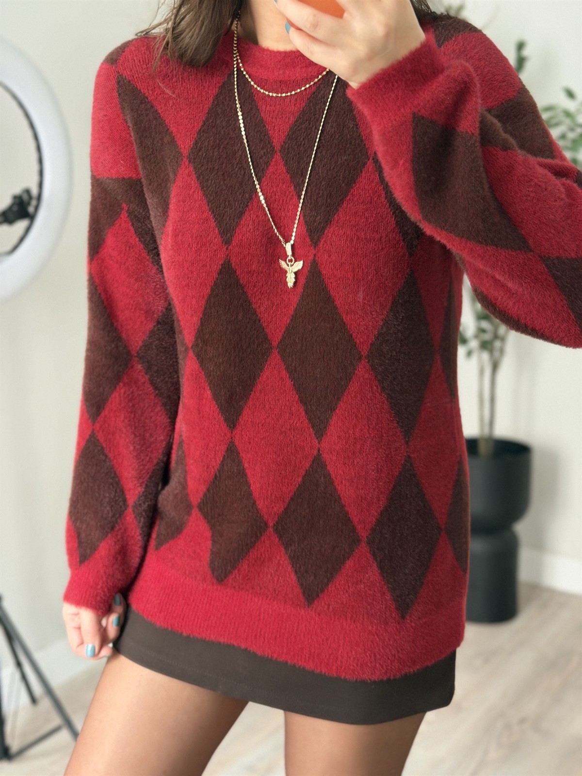 Jakarlı Baklava Desen Kazak