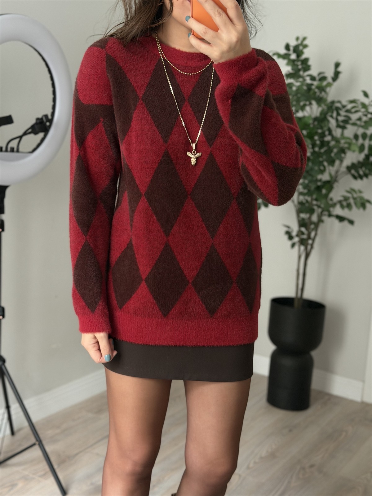 Jakarlı Baklava Desen Kazak