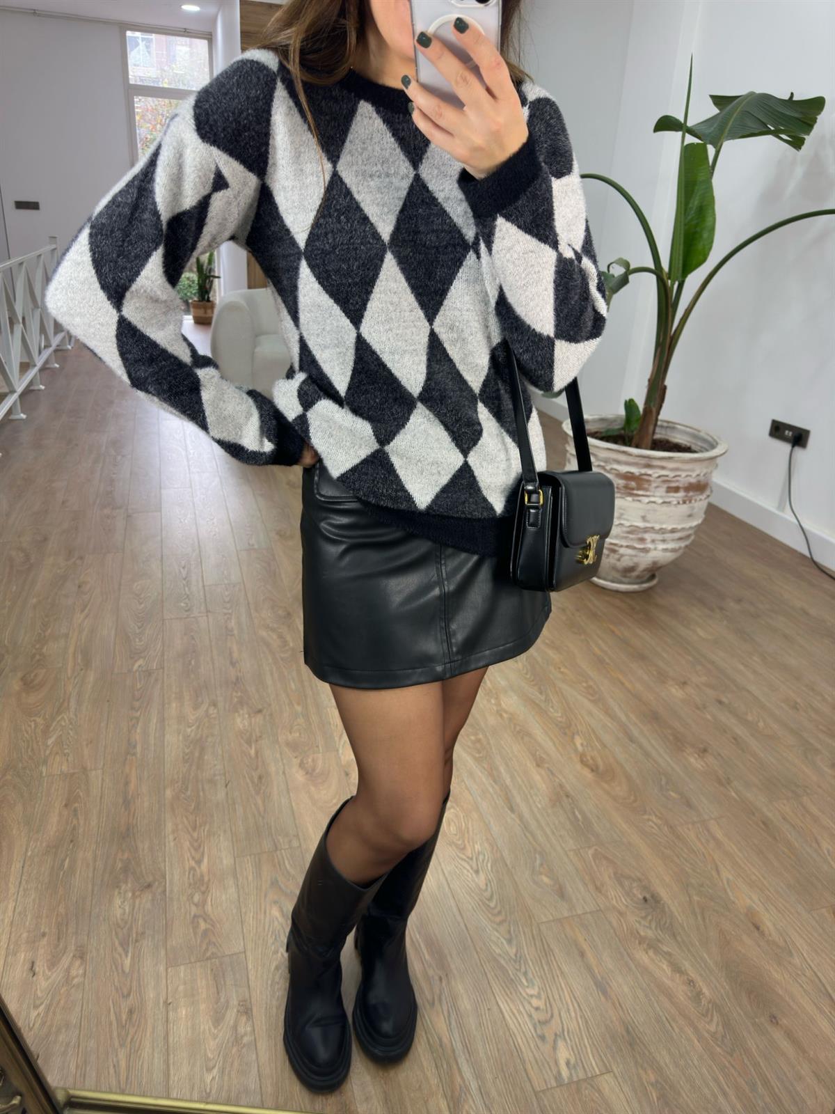 Jakarlı Bisiklet Yaka Triko Kazak - Antrasit