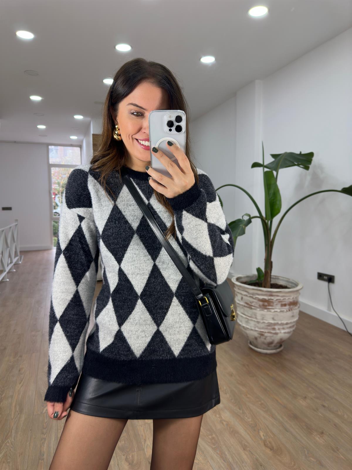 Jakarlı Bisiklet Yaka Triko Kazak - Antrasit