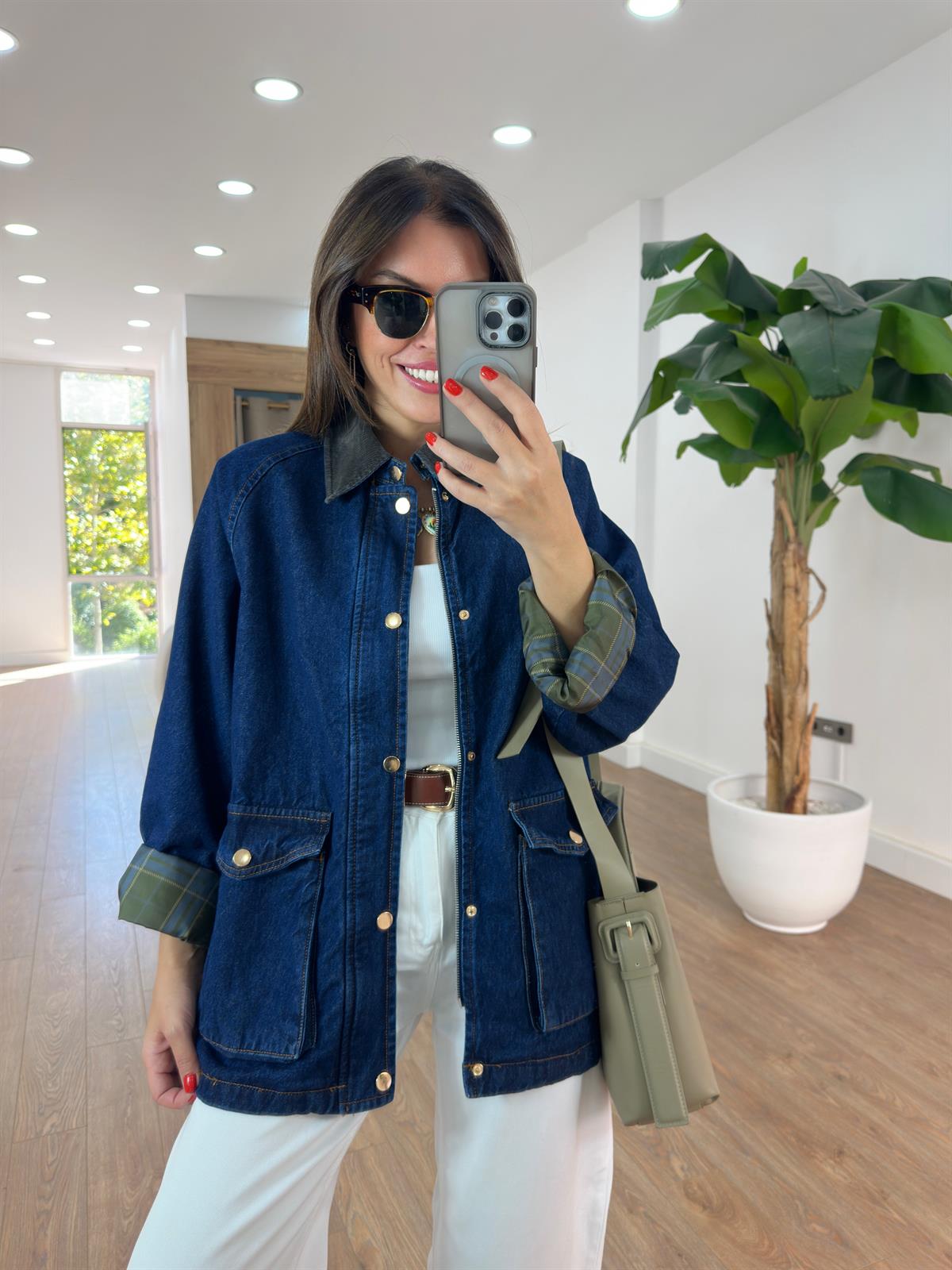 Kadife Yaka Denim Ceket  