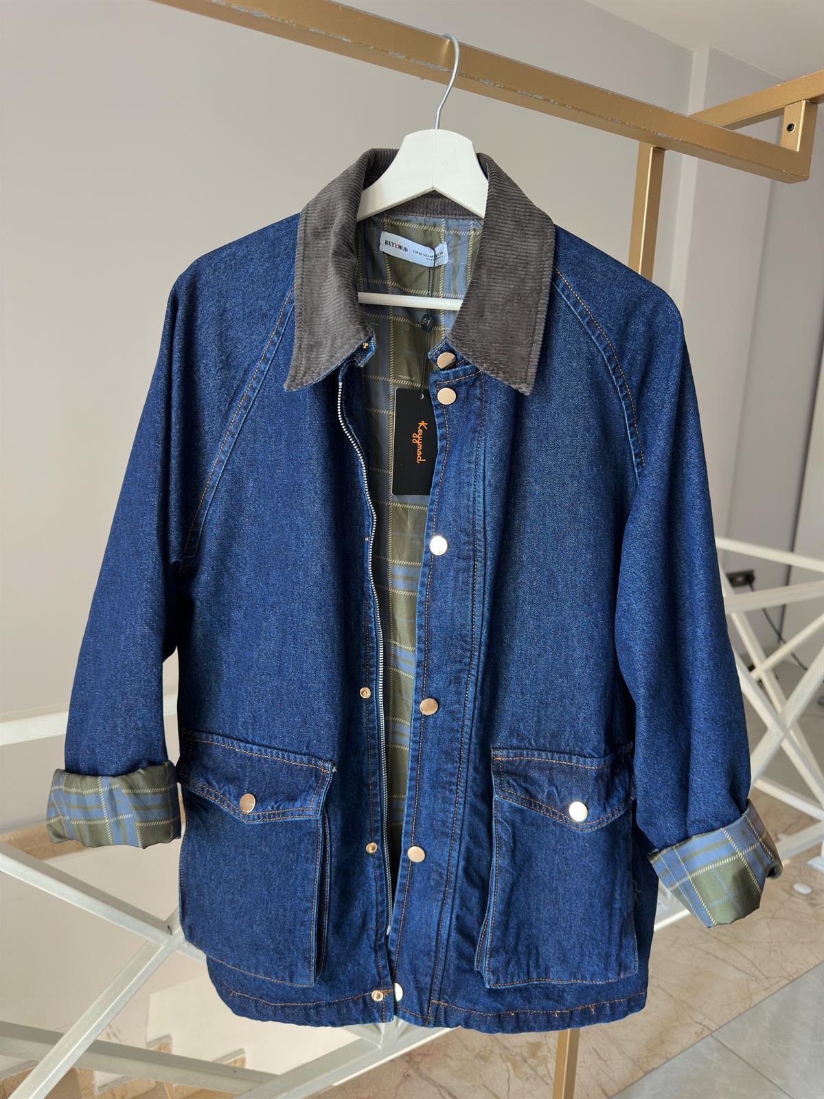 Kadife Yaka Denim Ceket  