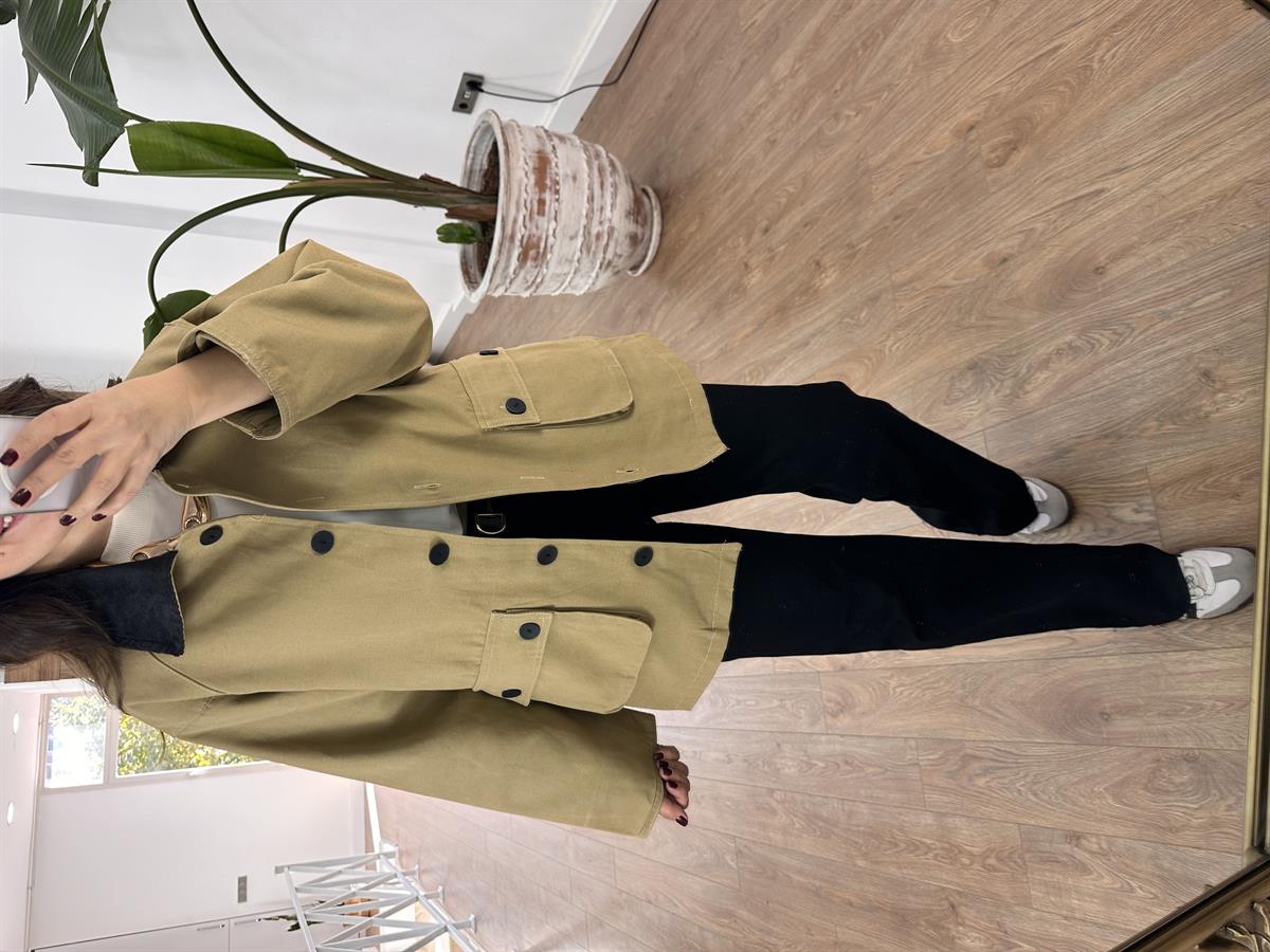 Kadife Yaka Torba Cepli Mont