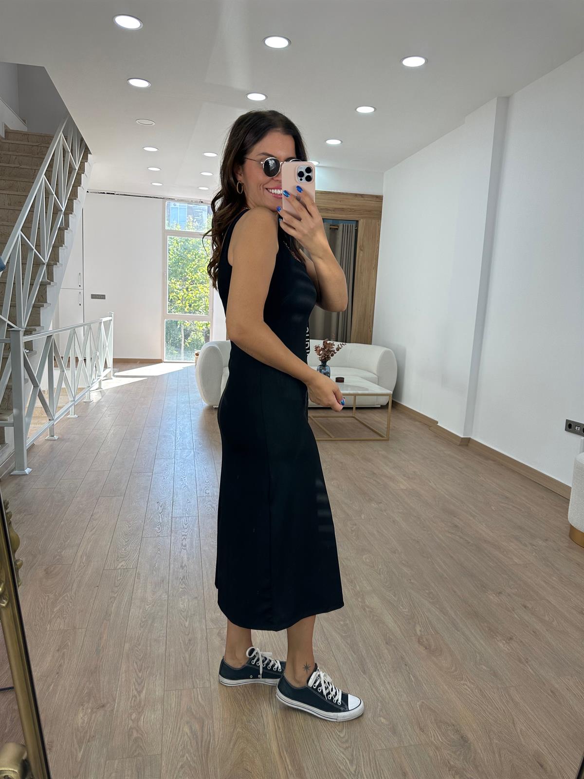 Kalın Askılı Fitilli Basic Elbise