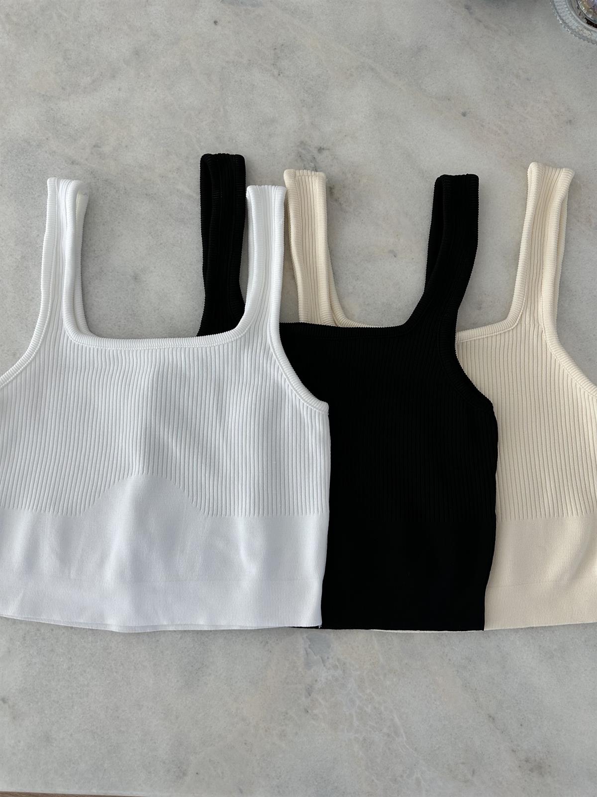 Kalın Askılı Fitilli Crop-Taş