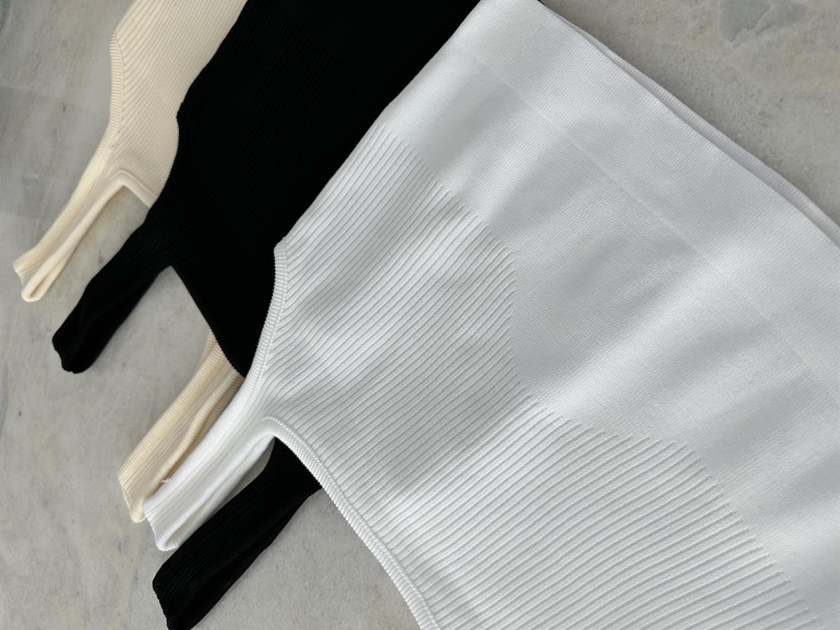 Kalın Askılı Fitilli Crop-Siyah