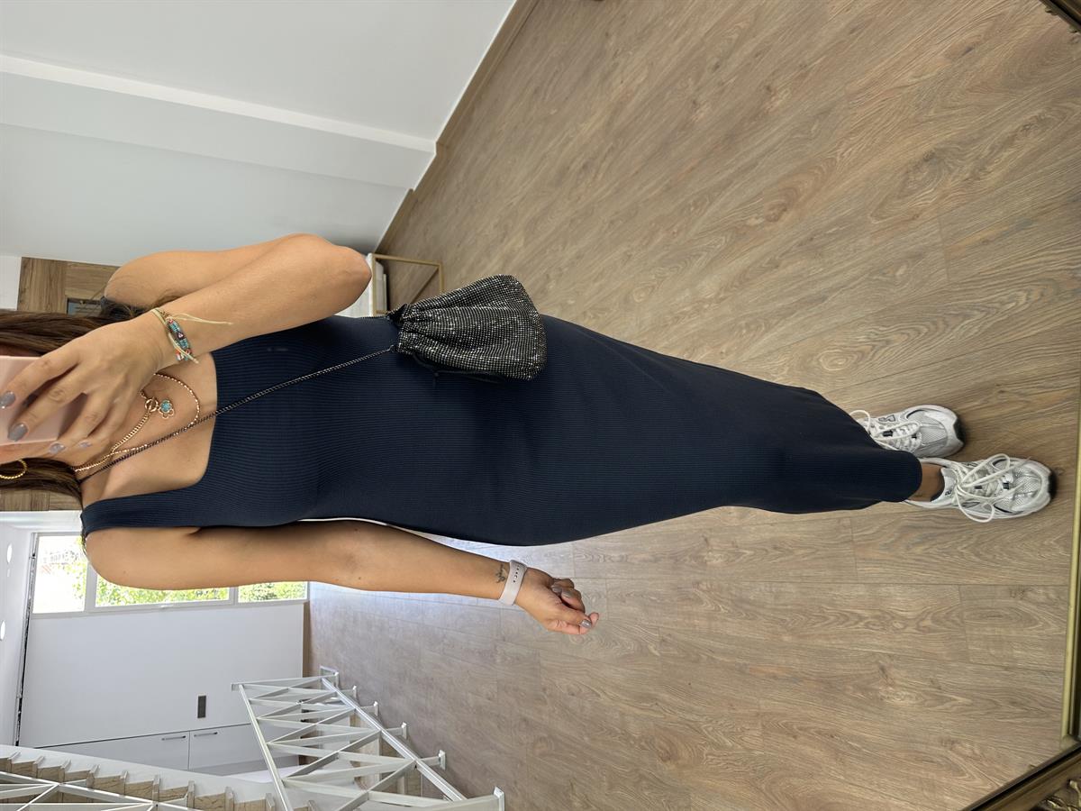 Kalın Askılı Fitilli Yumoş Elbise