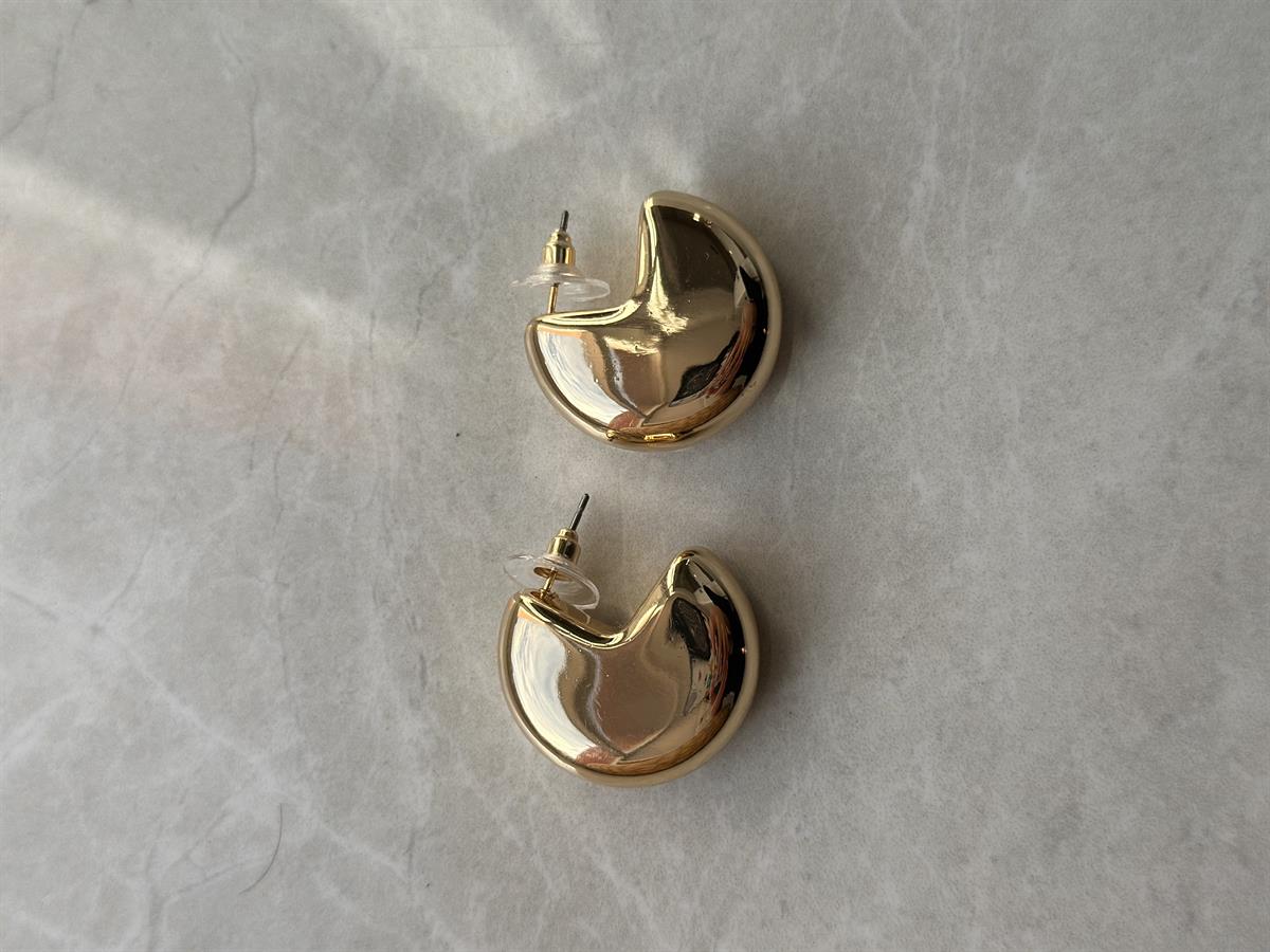 Kalın Kesik Daire Gold Küpe
