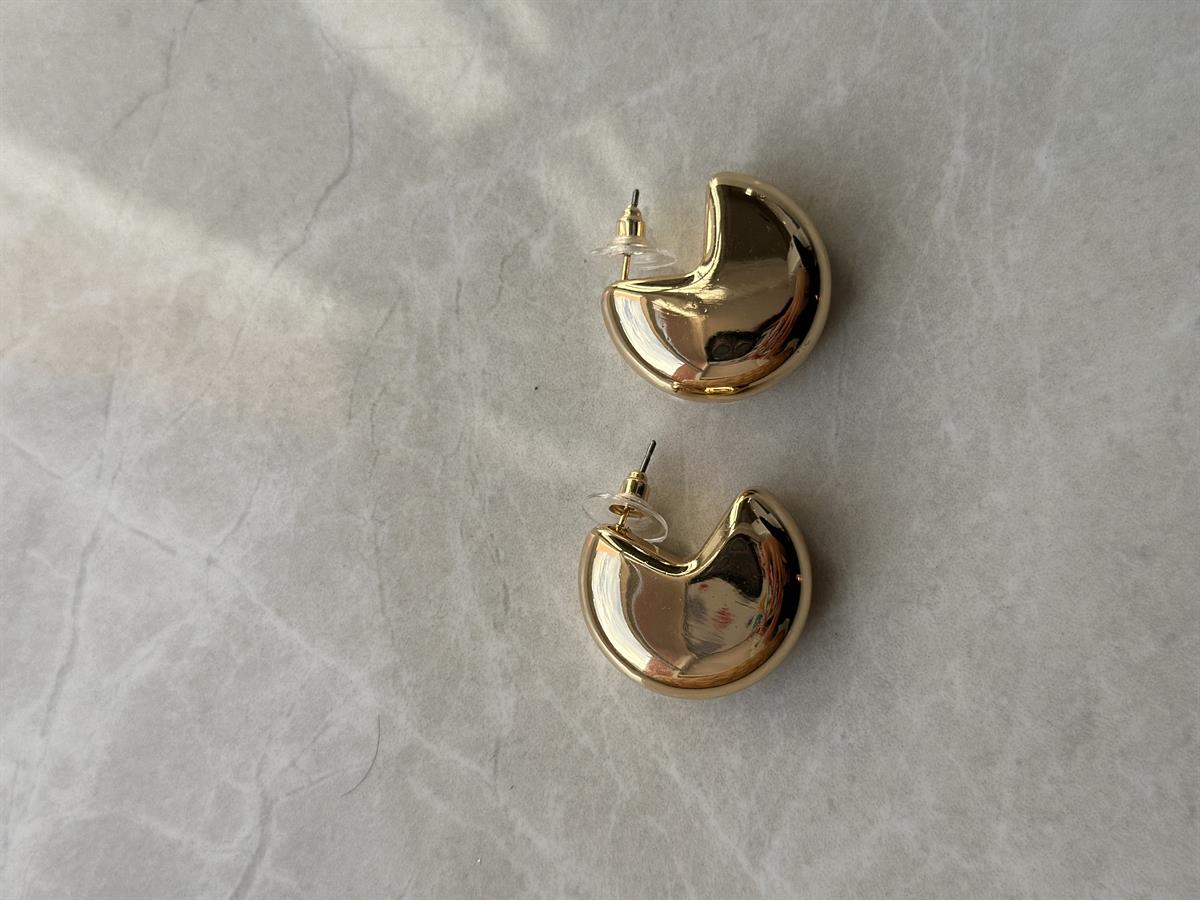 Kalın Kesik Daire Gold Küpe