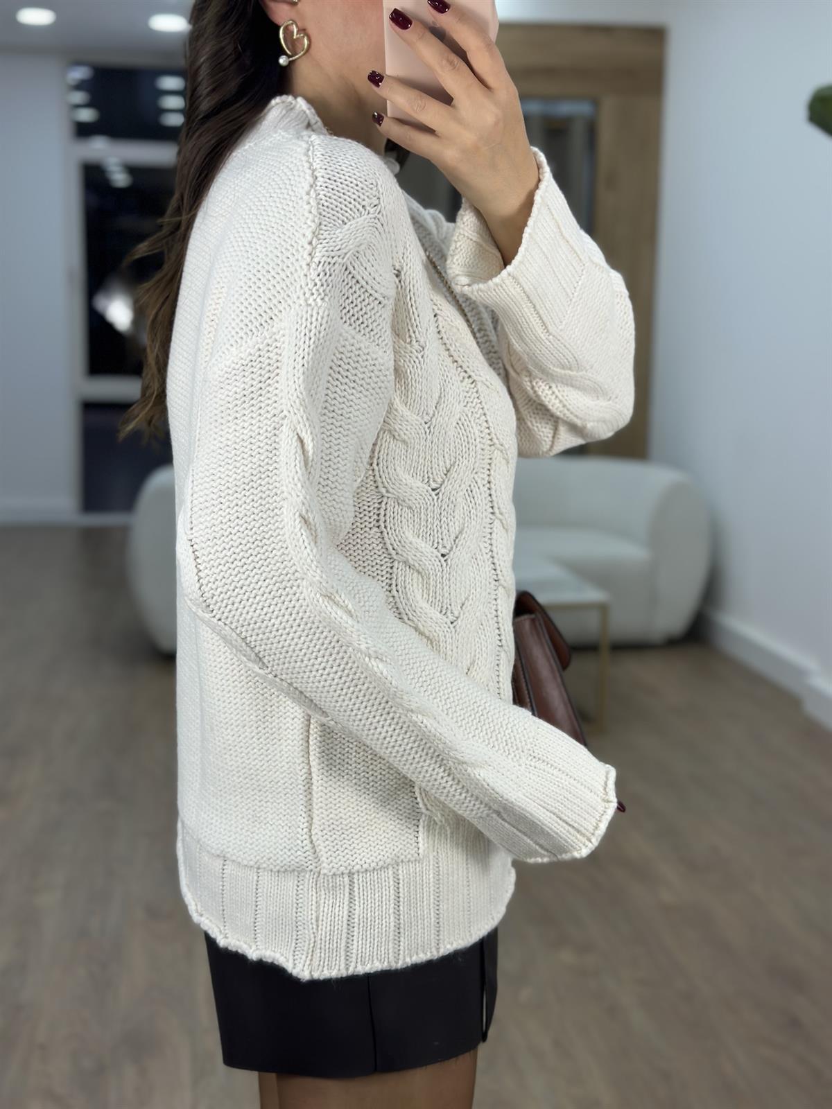 Kalın Saç Örgülü Kazak