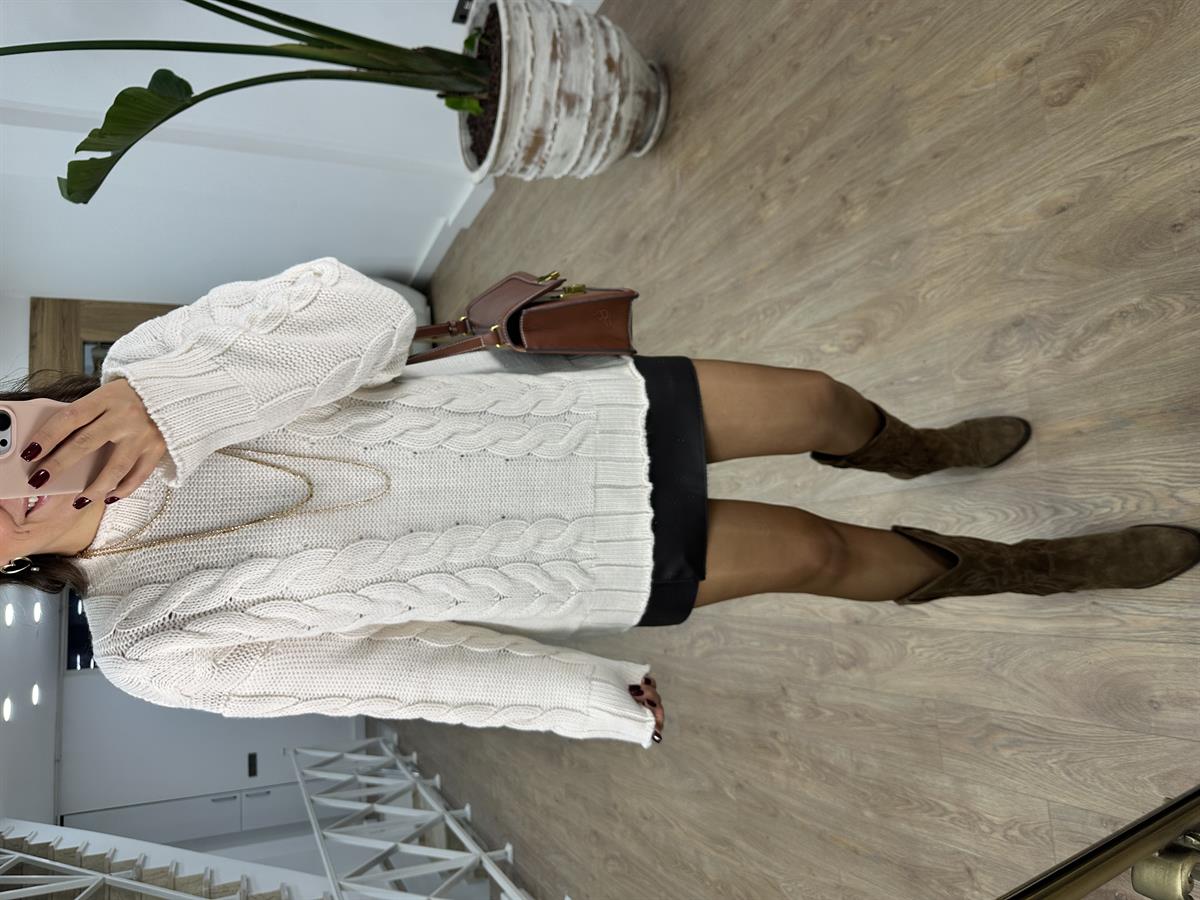 Kalın Saç Örgülü Kazak