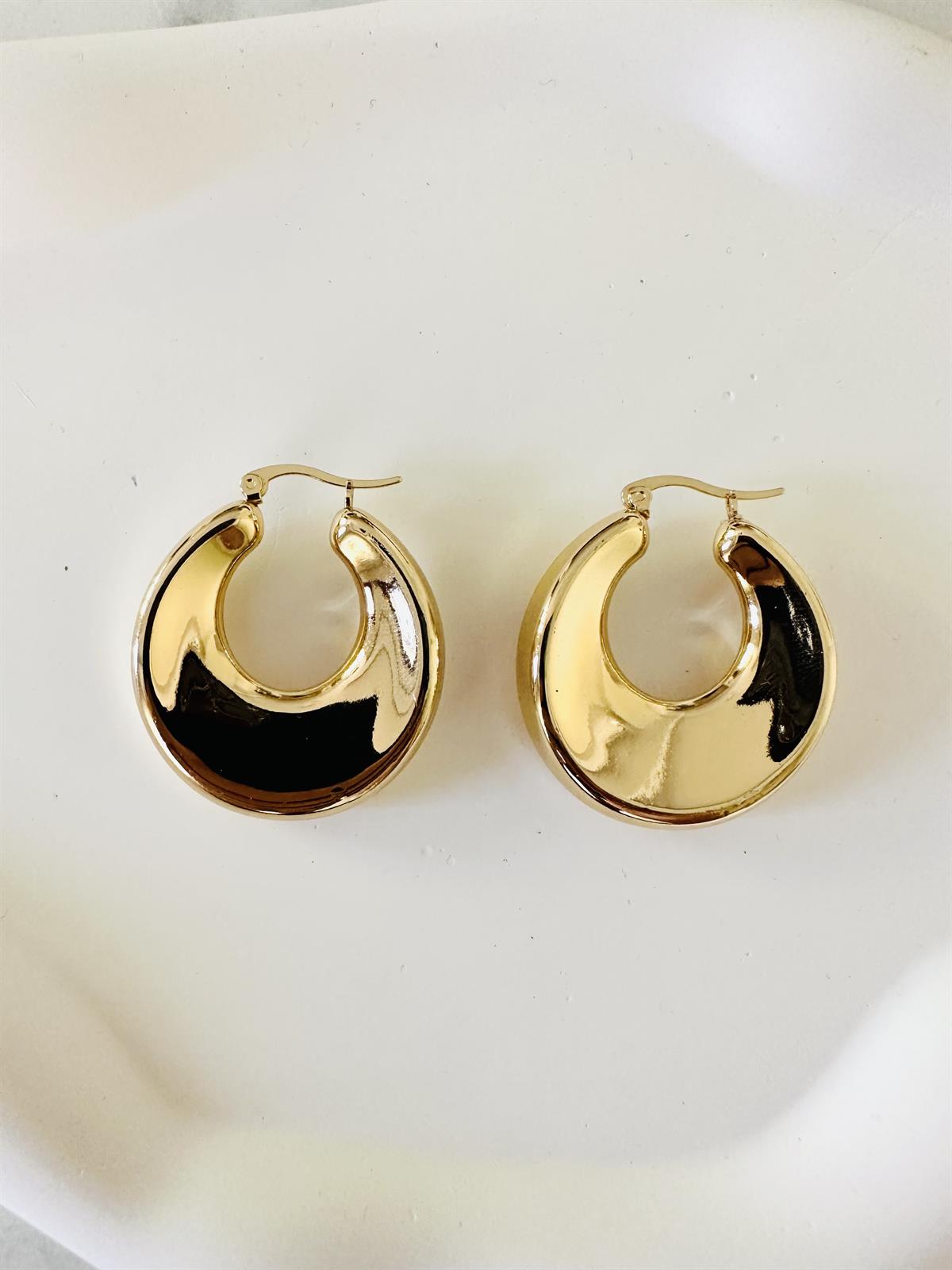 Kalın Yuvarlak Gold Küpe