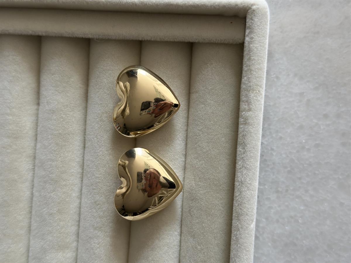 Kalp Tasarım Gold Küpe