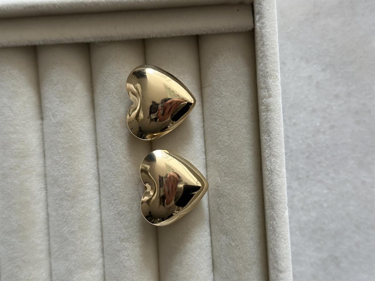Kalp Tasarım Gold Küpe