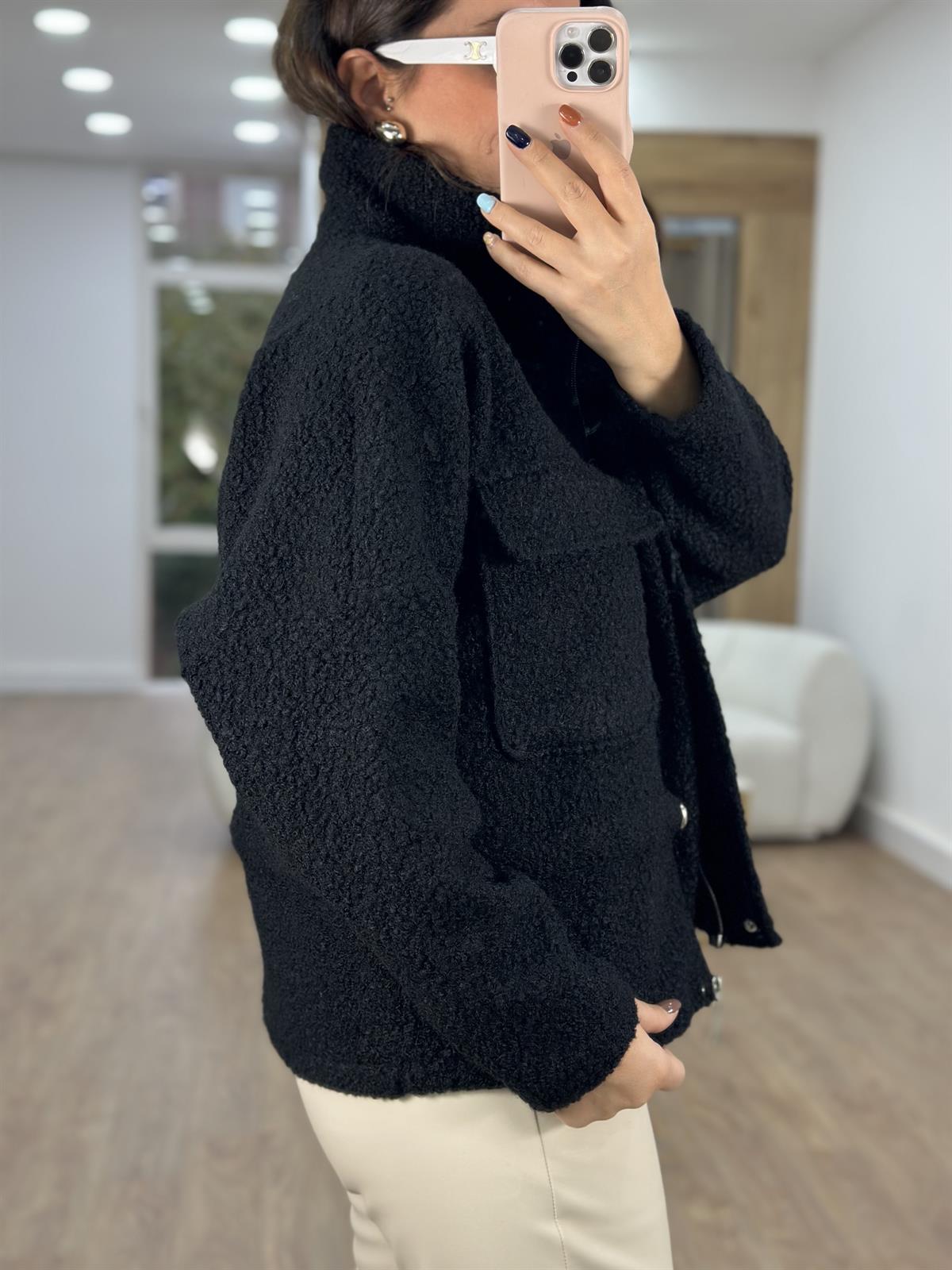 Kapak Cepli  Beli Büzgülü Buklet Kaban-Siyah