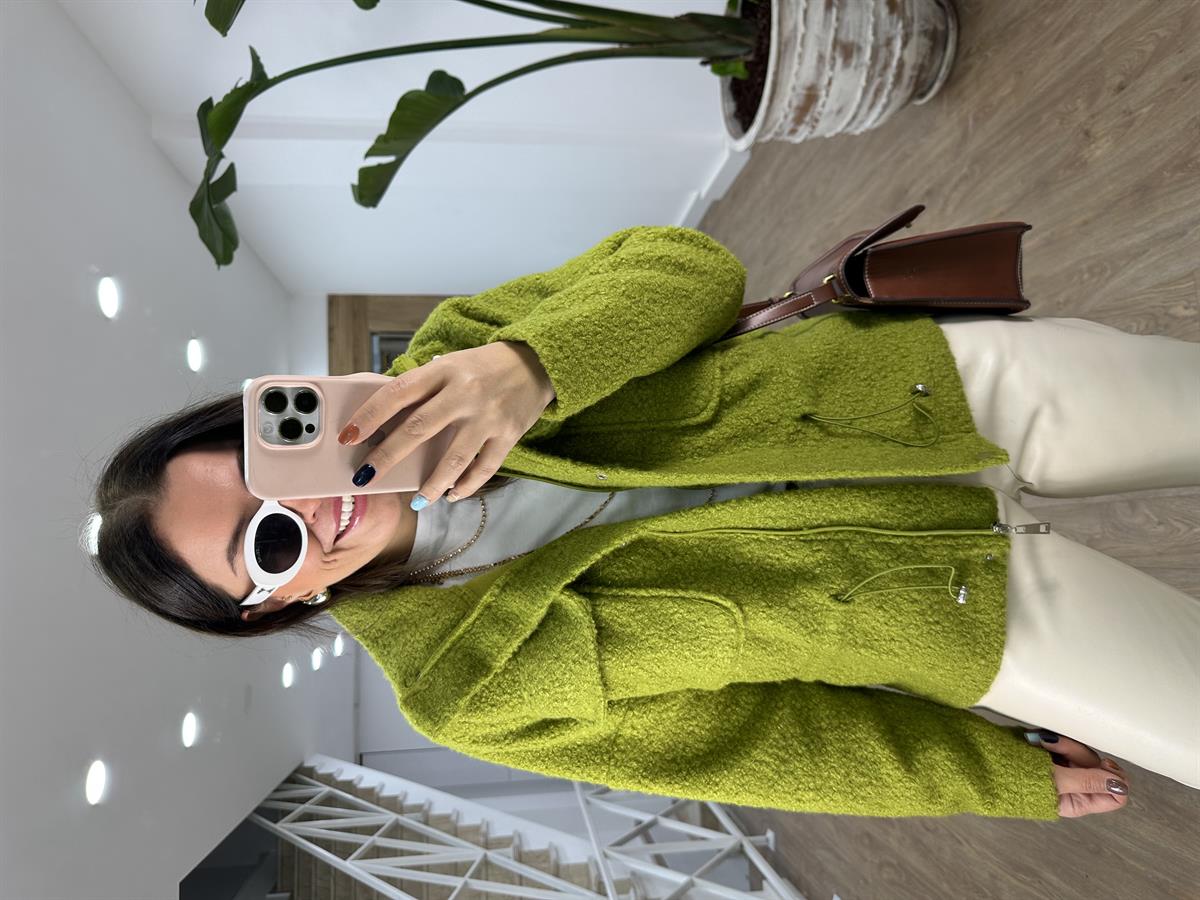 Kapak Cepli Beli Büzgülü Buklet Kaban-Yeşil